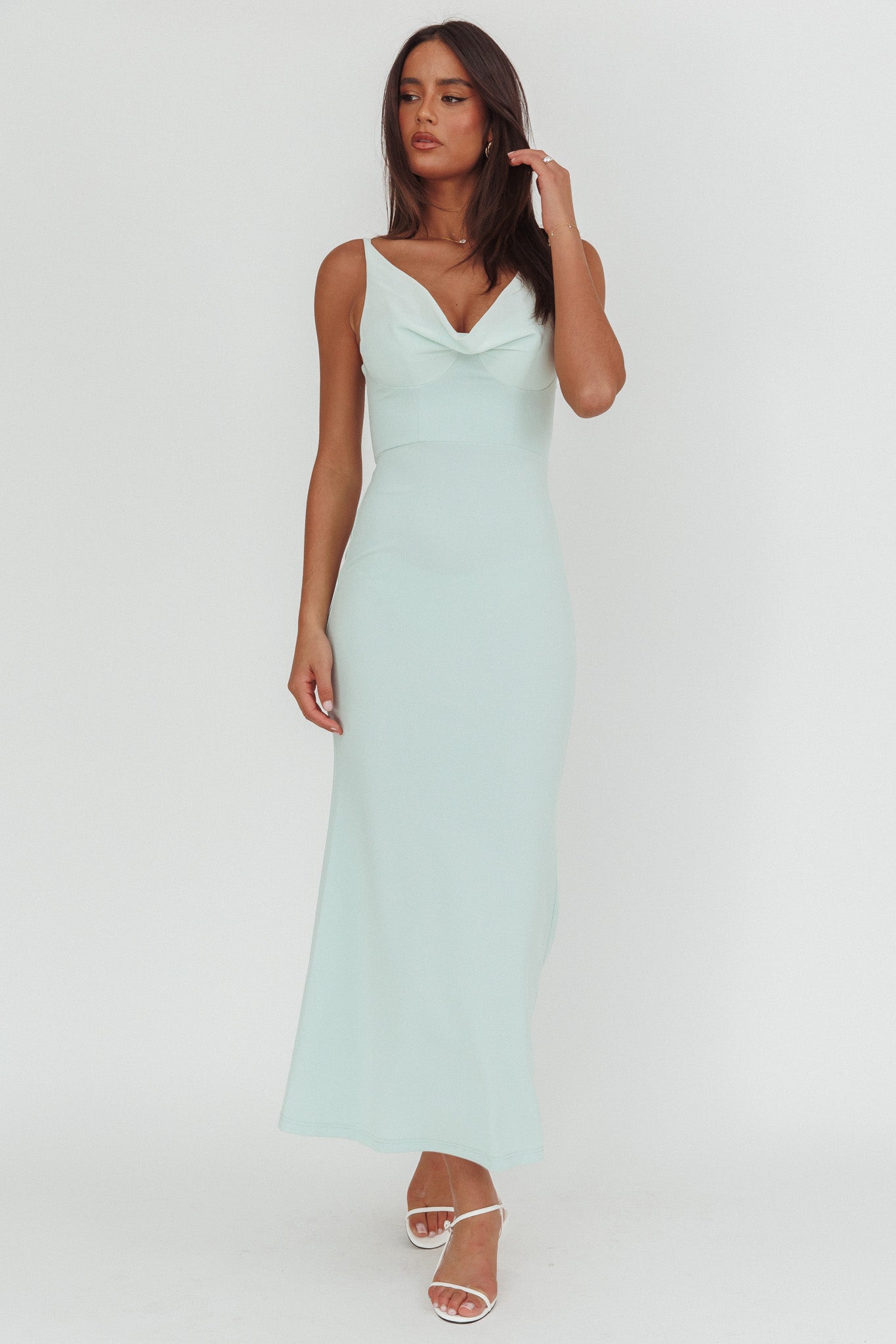 Jesara Cowl Back Maxi Dress Sage-Maymioy