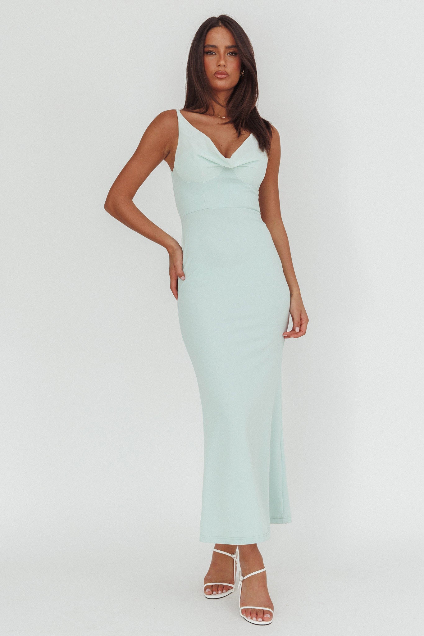 Jesara Cowl Back Maxi Dress Sage-Maymioy