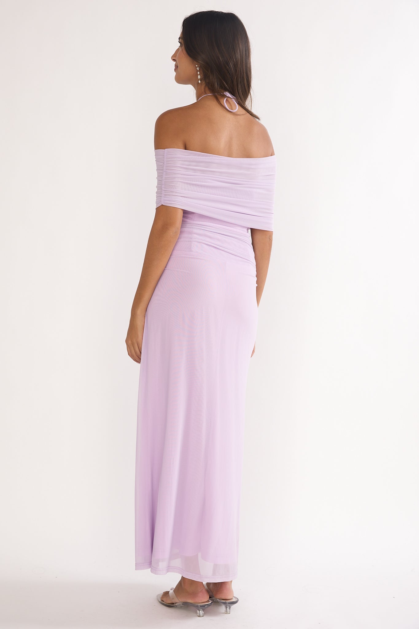 Carielle Off-Shoulder Halter Maxi Dress Lilac-Maymioy