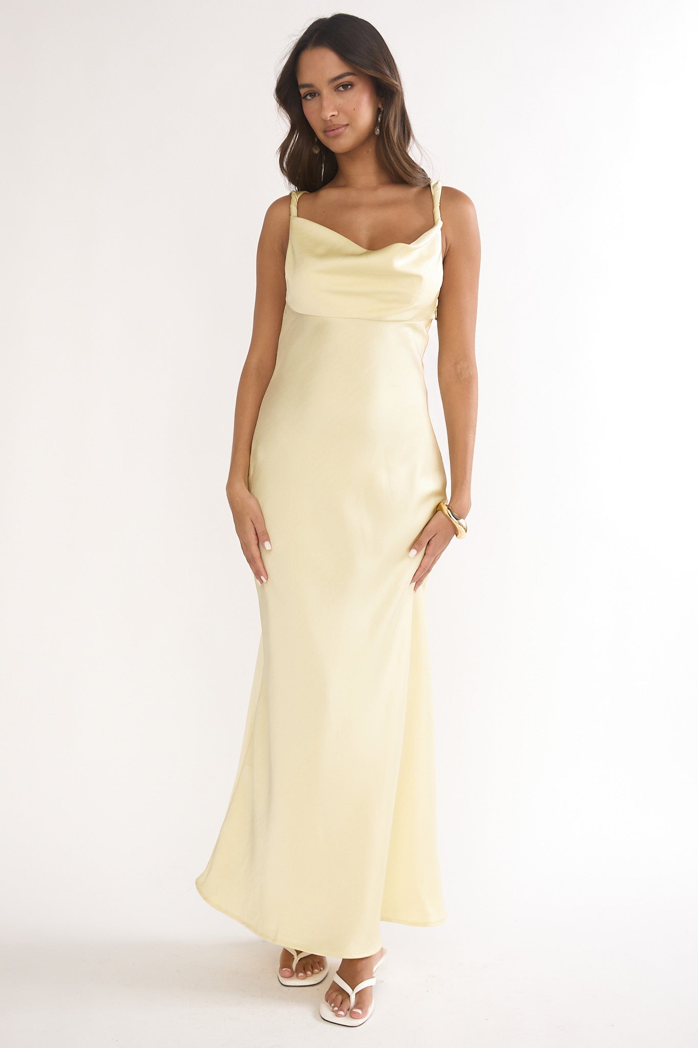 Limelight Luxe Triple Strap Back Maxi Dress Butter-Maymioy