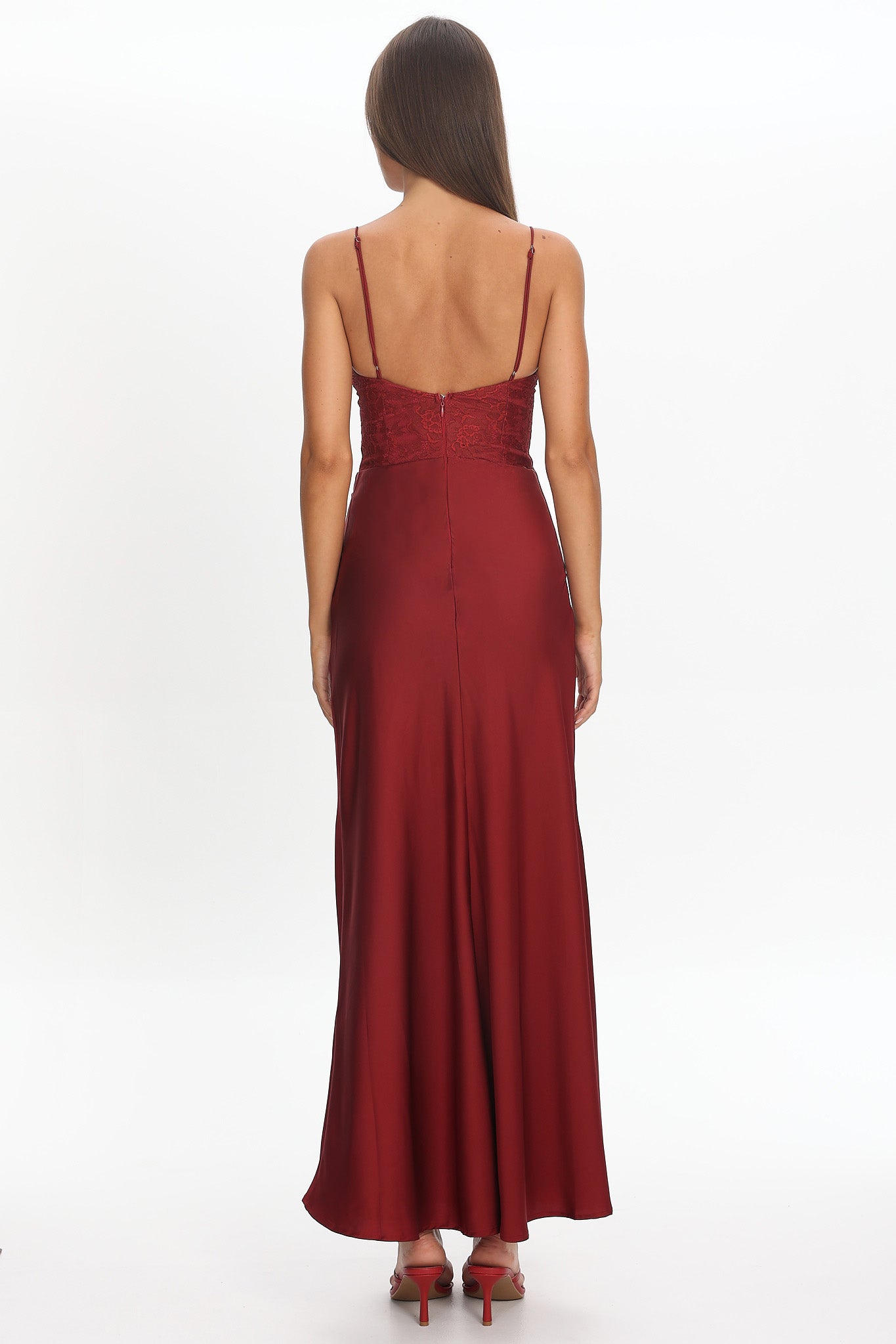 Faelis Draped Waist Maxi Dress Wine-Maymioy