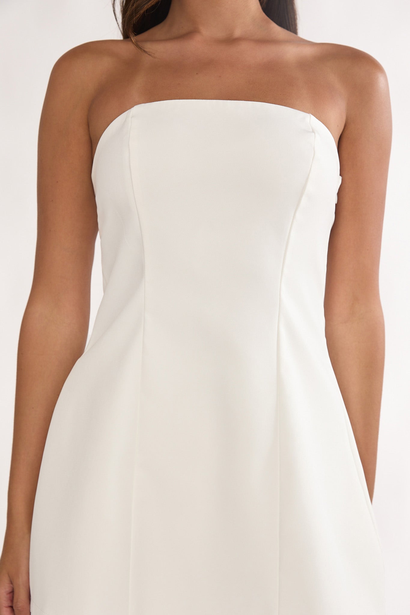Talina Strapless Two-Piece Lace Skort Set White-Maymioy