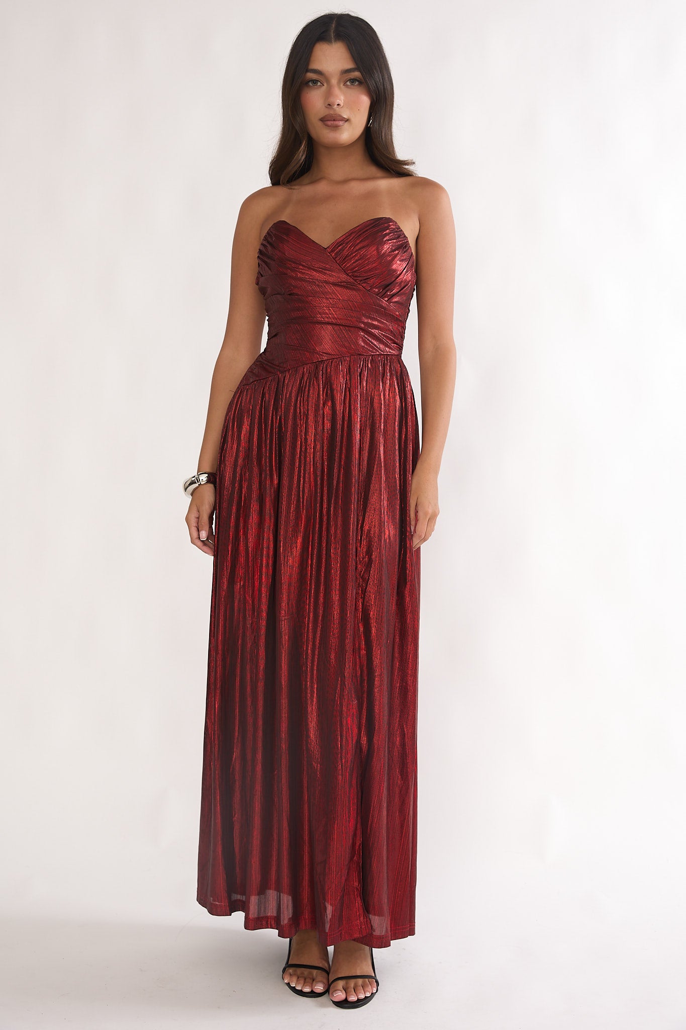 Marin Pointed Sweetheart Maxi Dress Wine-Maymioy