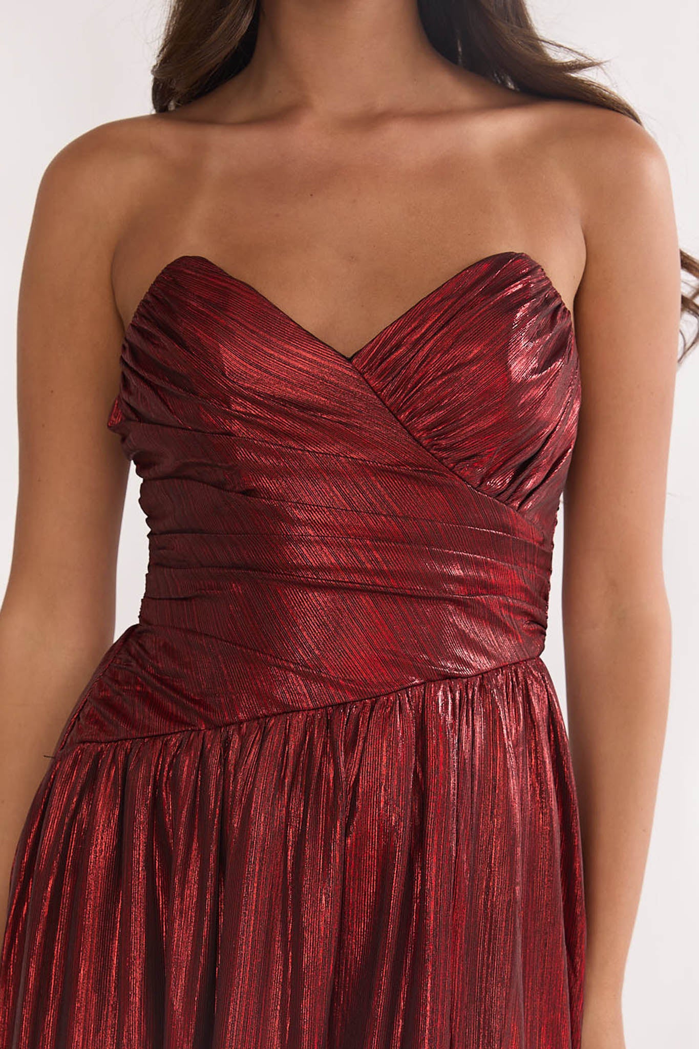 Marin Pointed Sweetheart Maxi Dress Wine-Maymioy