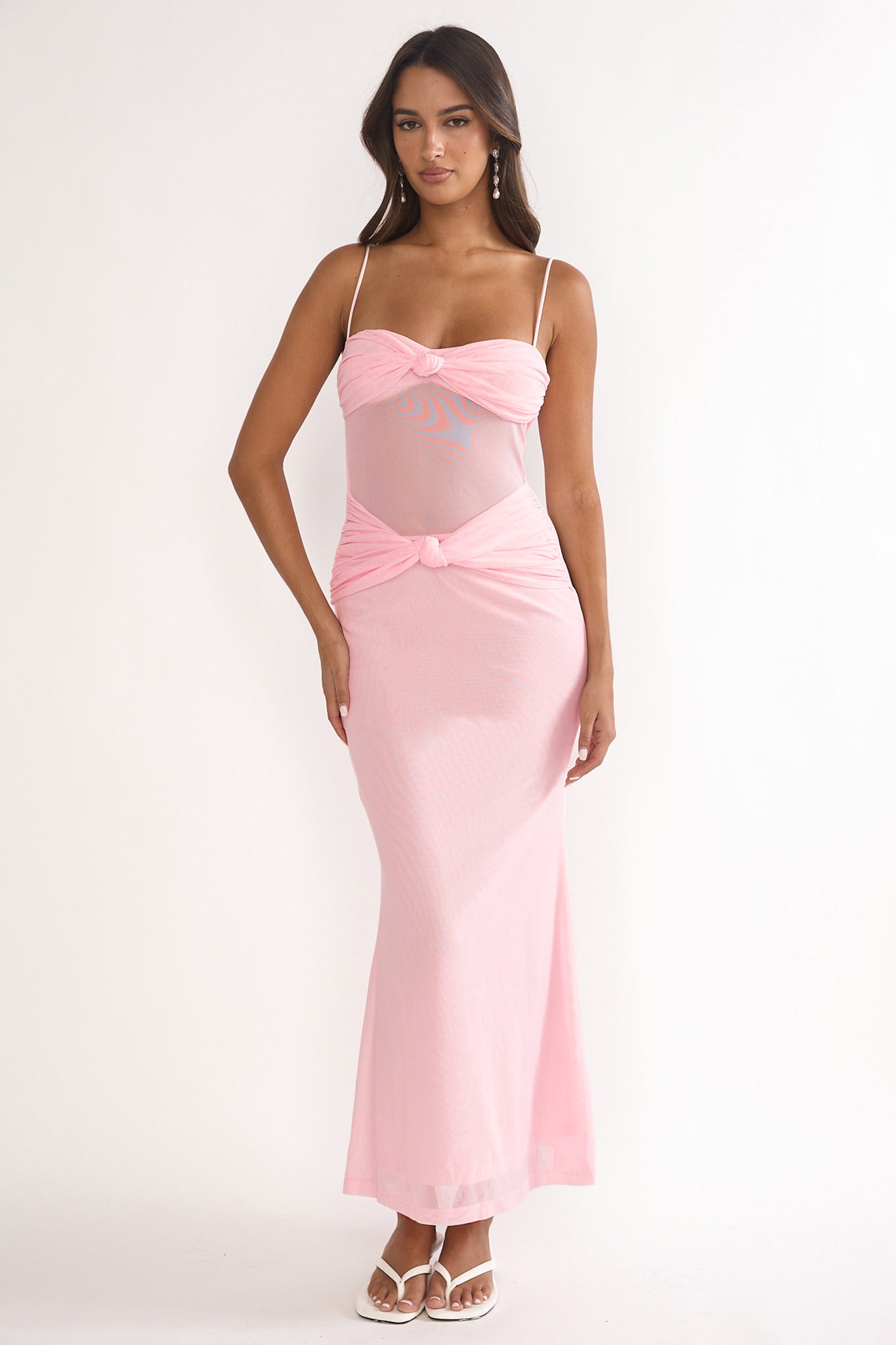 Stara Knot Accent Maxi Dress Blush-Maymioy