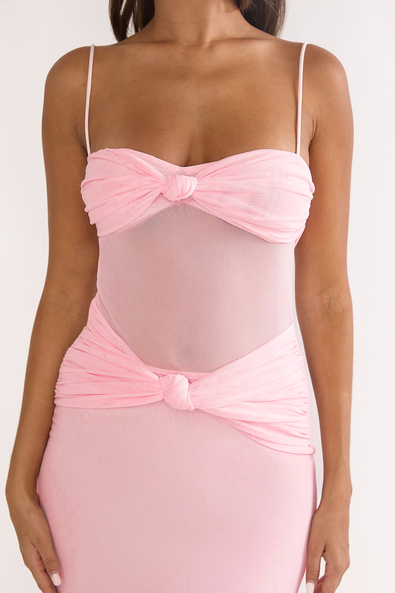 Stara Knot Accent Maxi Dress Blush-Maymioy