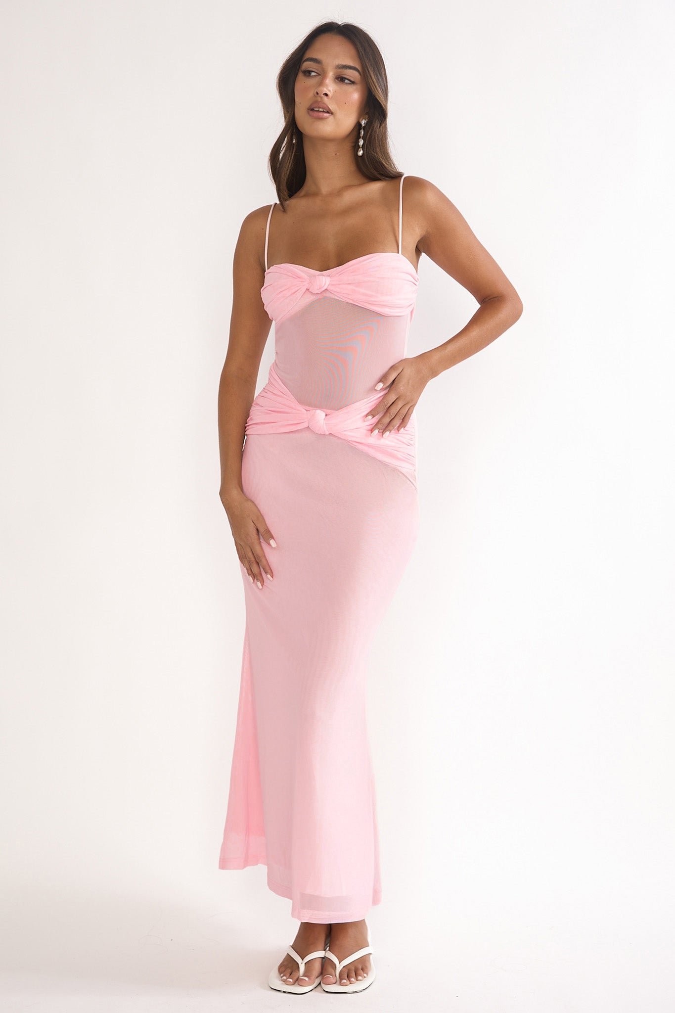 Stara Knot Accent Maxi Dress Blush-Maymioy