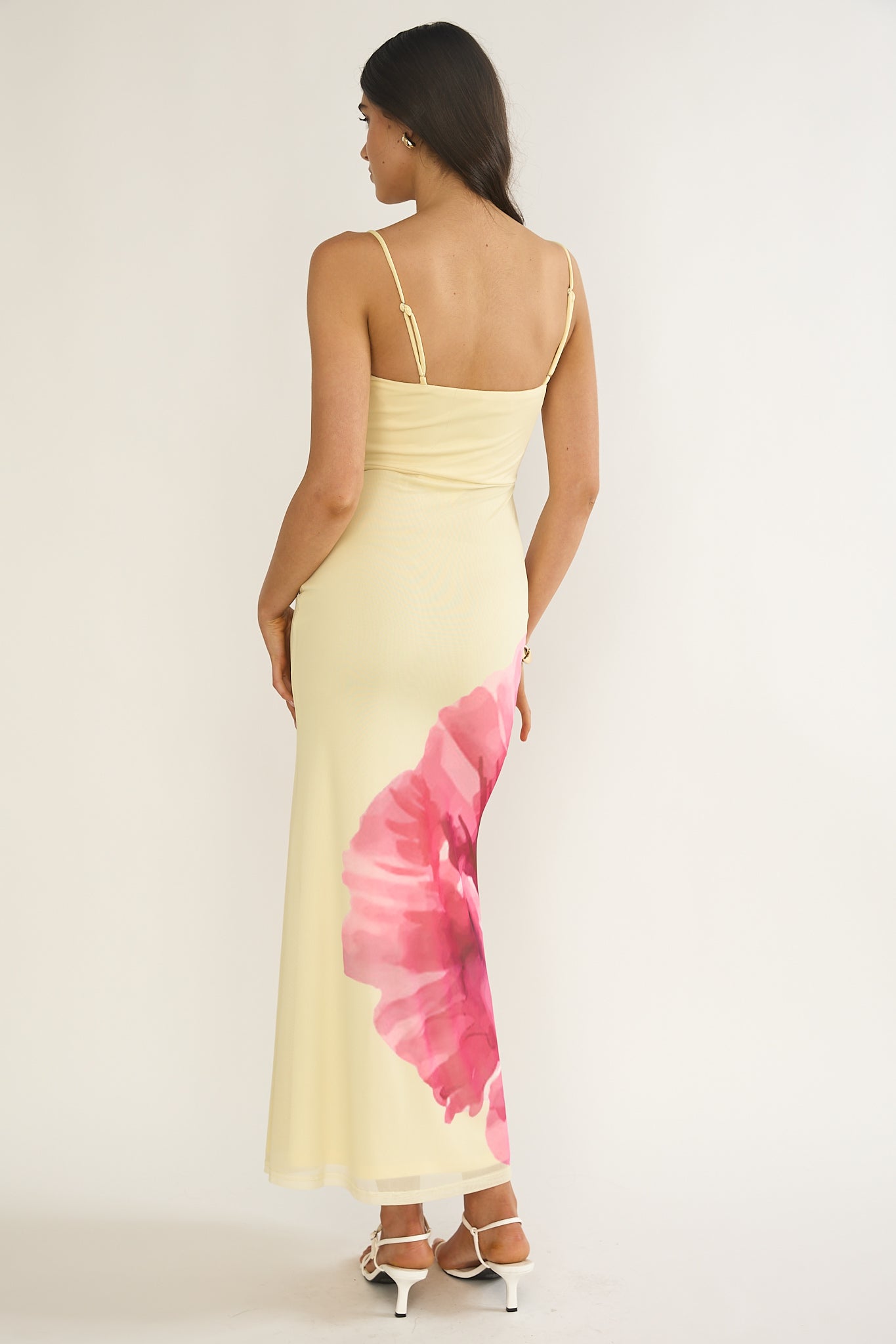 Orabella Waterdrop Wire Bust Maxi Dress Floral Butter-Maymioy