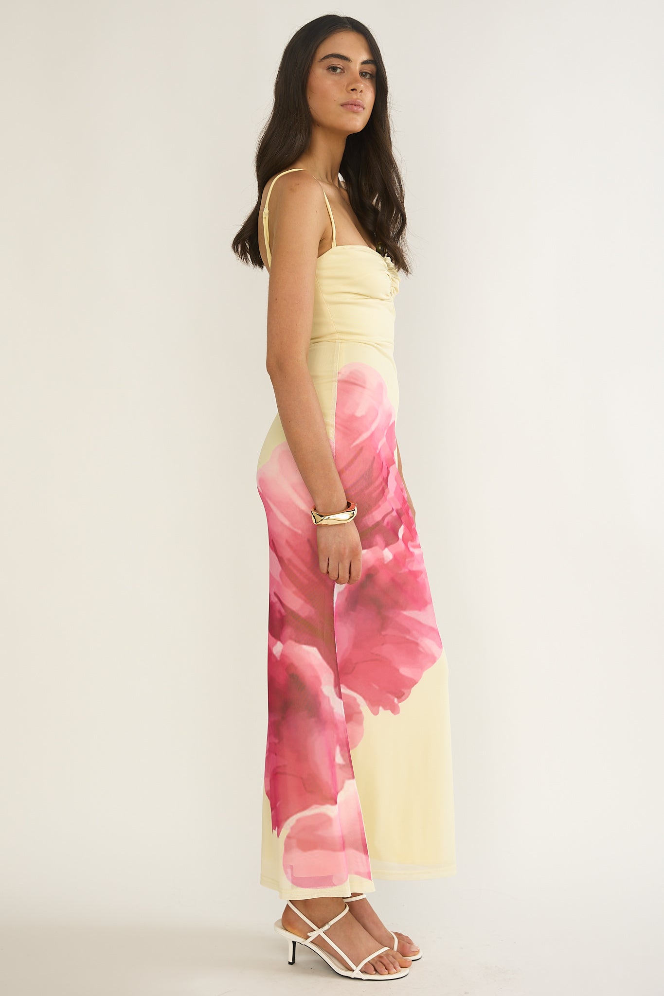 Orabella Waterdrop Wire Bust Maxi Dress Floral Butter-Maymioy