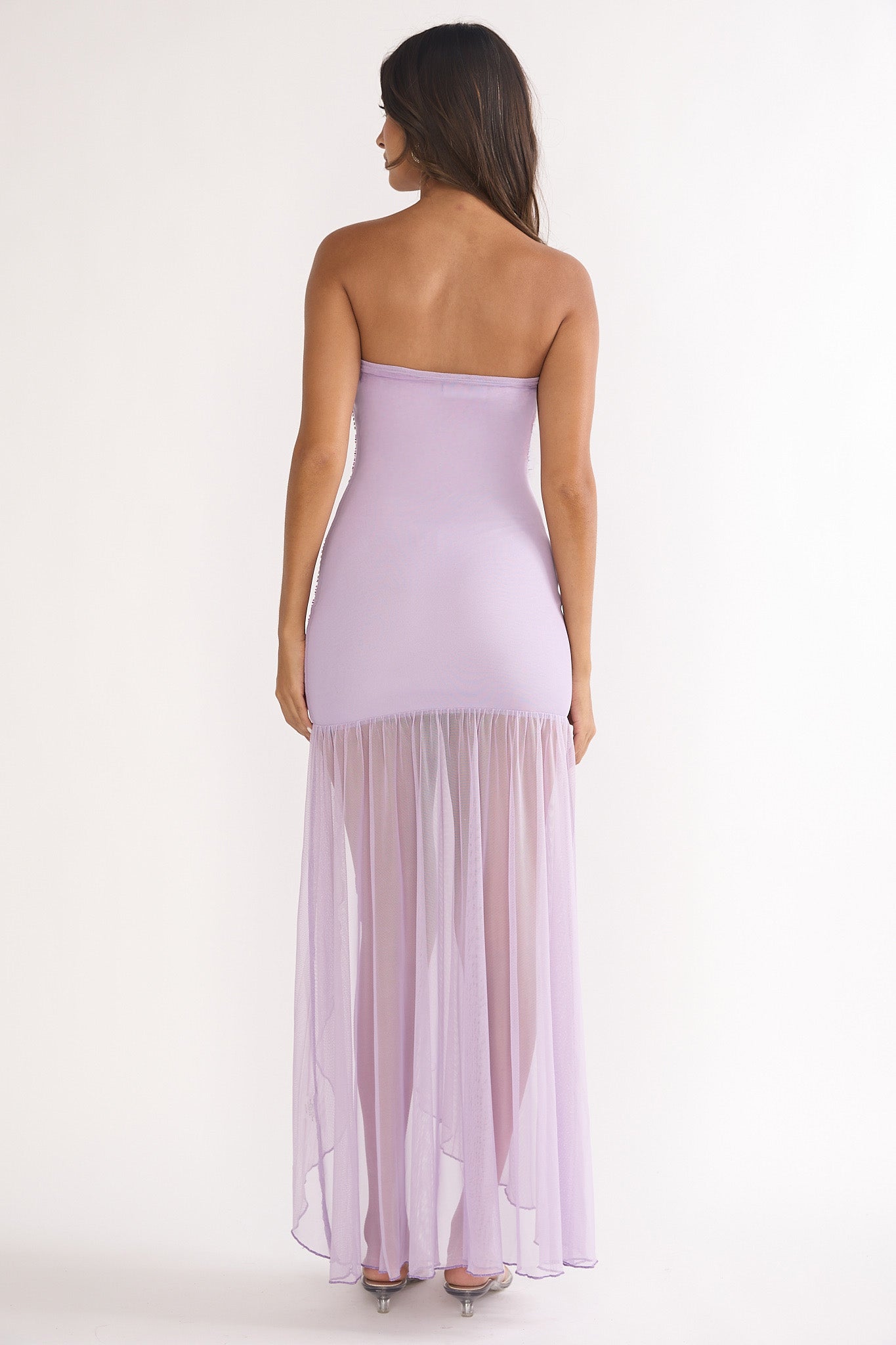 Jezra Strapless Sequin Embellished Maxi Dress Purple-Maymioy