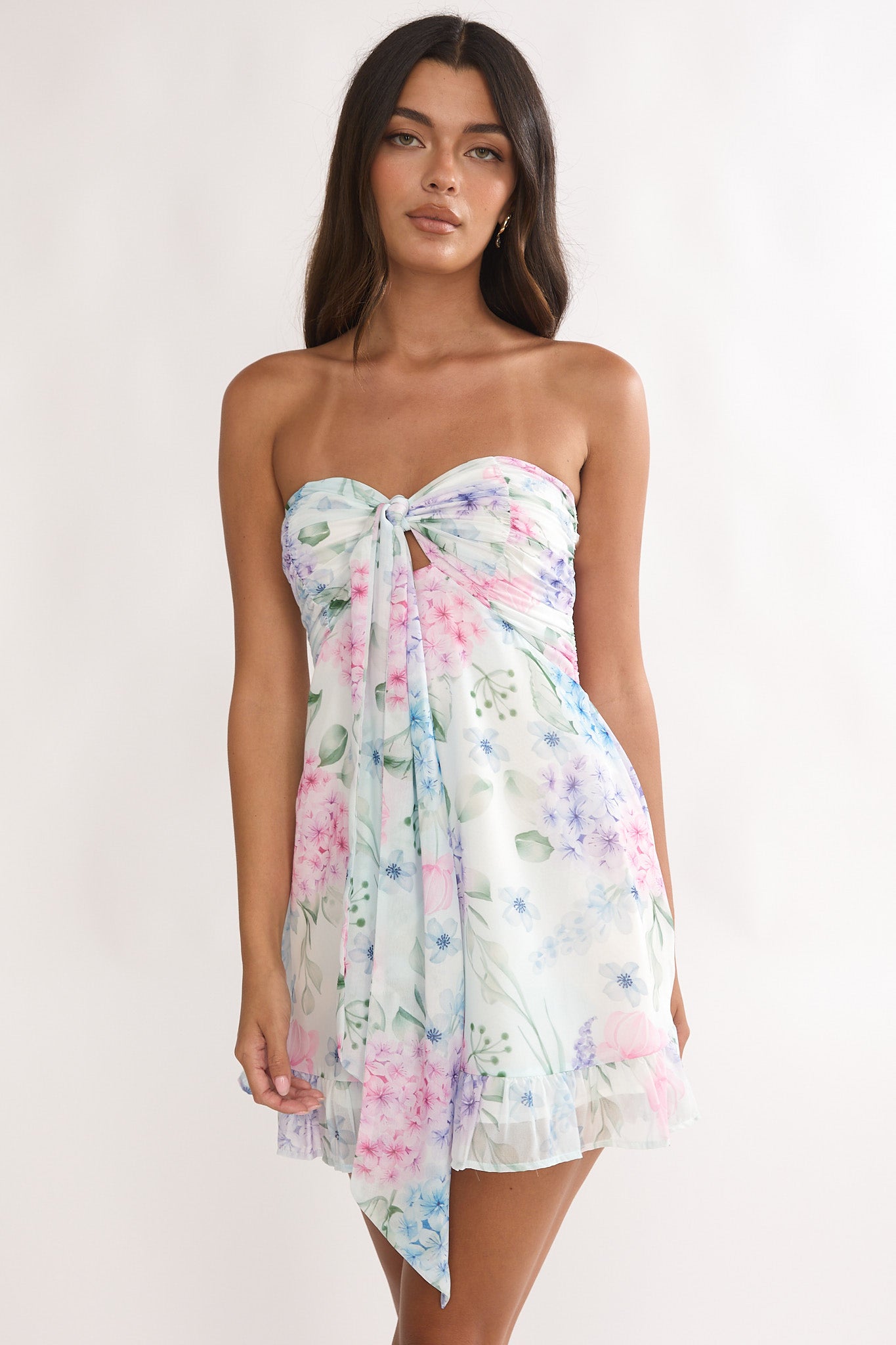 Gloria Day Tied Bust Strapless Mini Dress Lilac-Maymioy