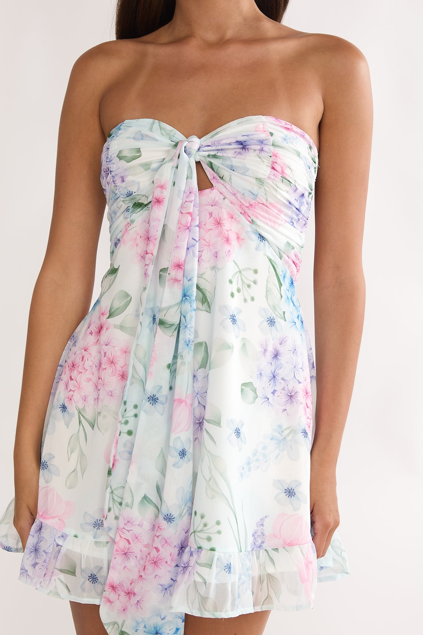 Gloria Day Tied Bust Strapless Mini Dress Lilac-Maymioy