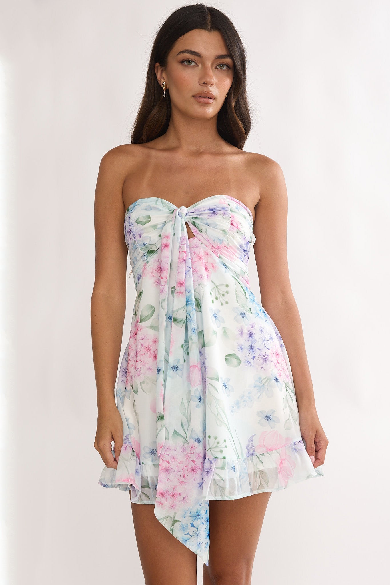 Gloria Day Tied Bust Strapless Mini Dress Lilac-Maymioy