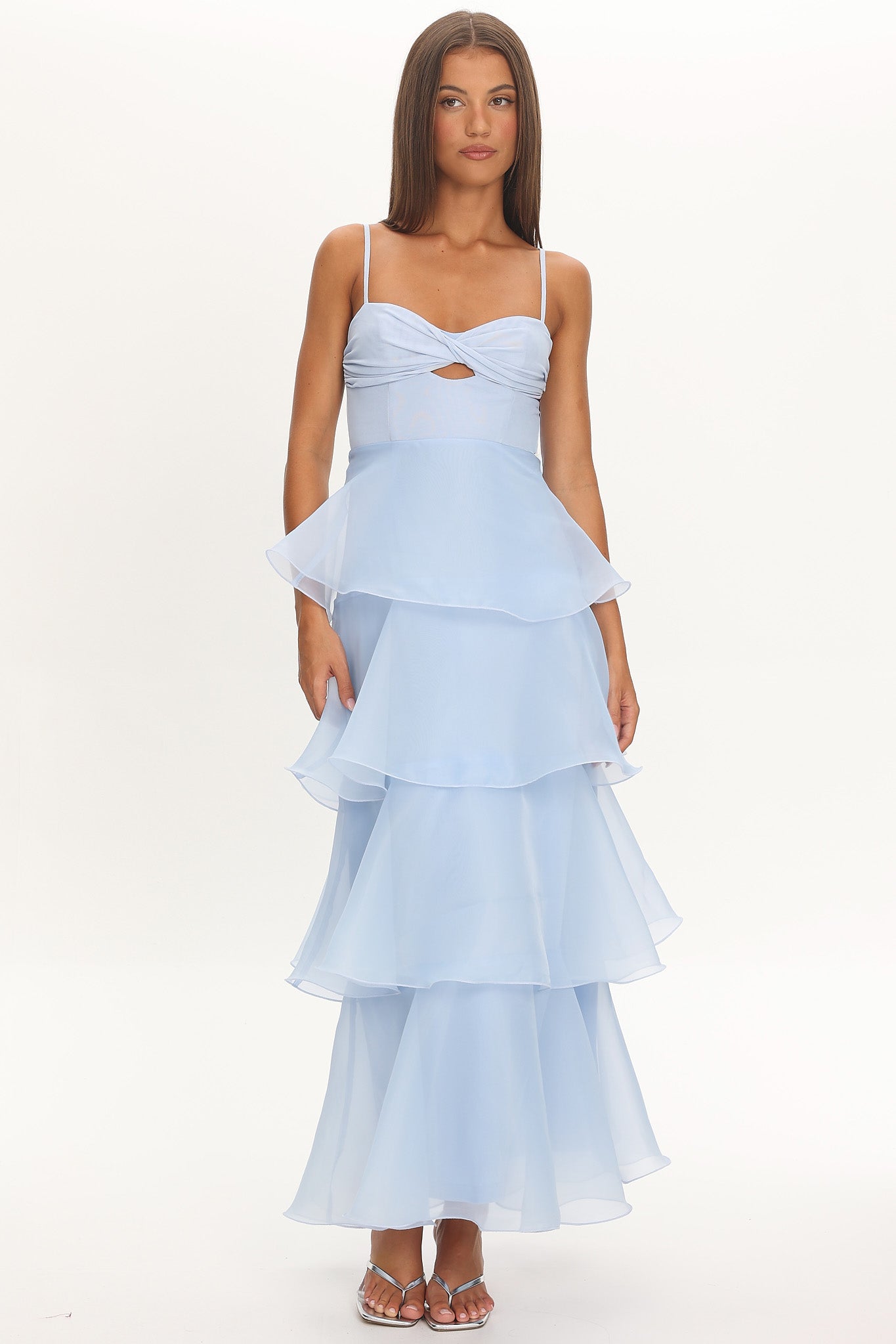Margarida Layered Sweetheart Neckline Maxi Dress Blue-Maymioy