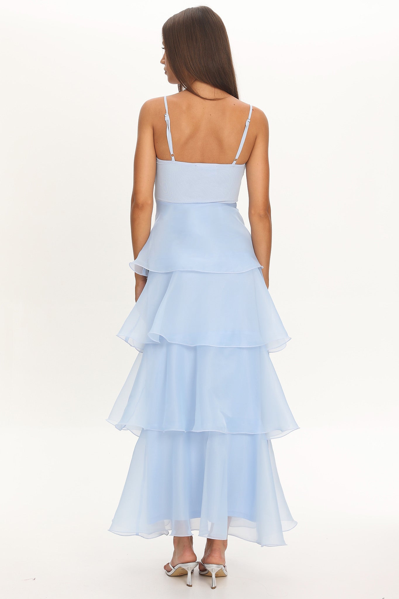 Margarida Layered Sweetheart Neckline Maxi Dress Blue-Maymioy