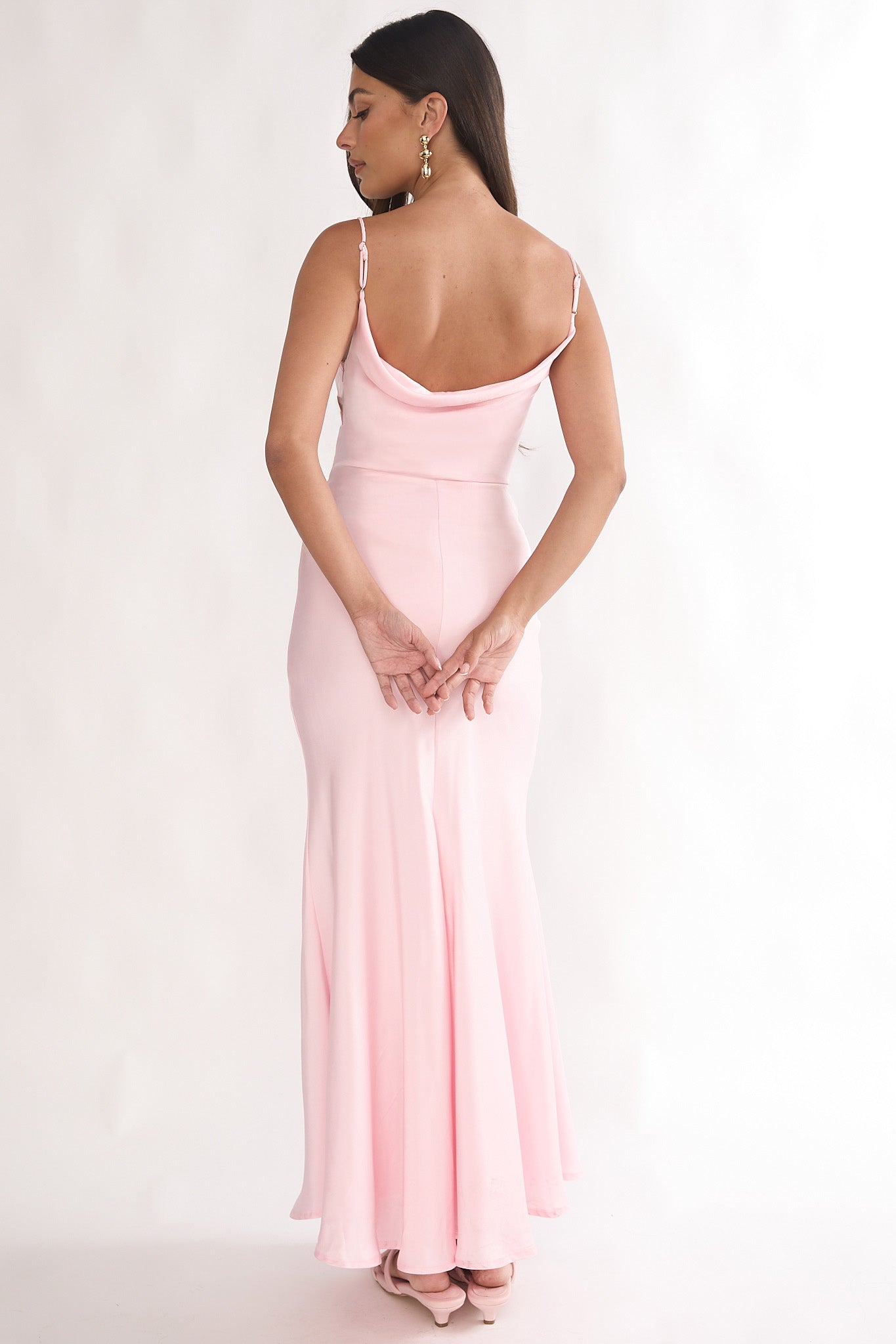 Mirenna Rosette Waist Maxi Dress Light Pink-Maymioy