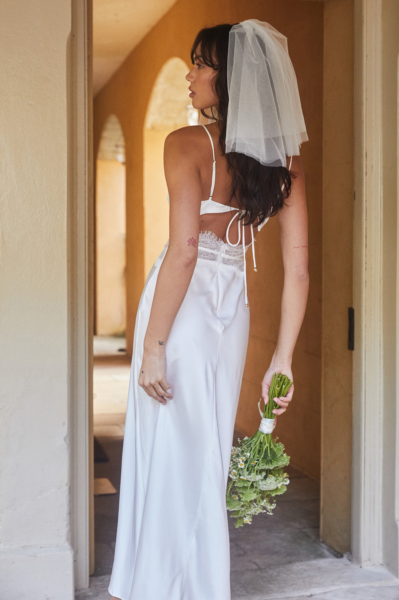 Honeybee Lace Trim Maxi Dress White-Maymioy