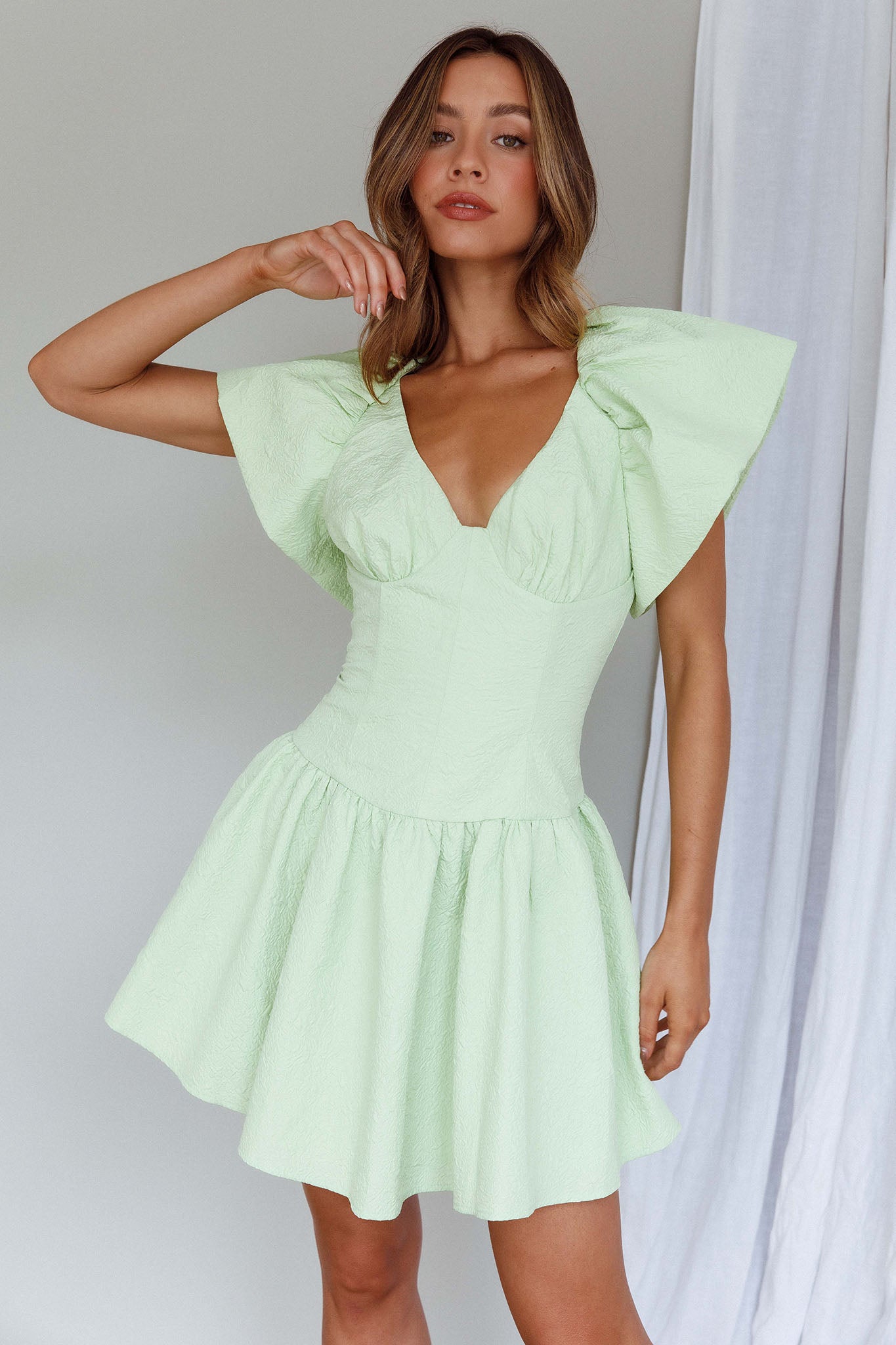 Self Love Flounce Hem Dress Lime-Maymioy