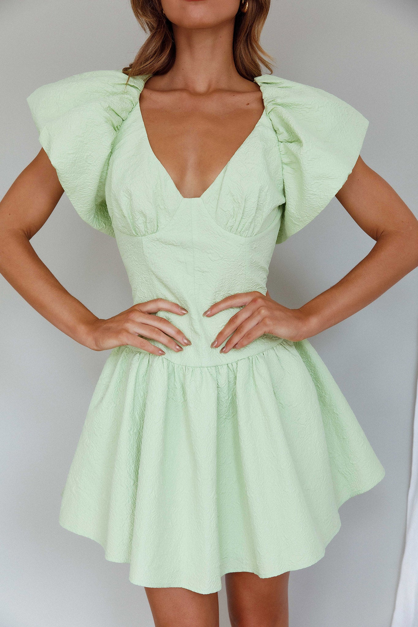 Self Love Flounce Hem Dress Lime-Maymioy