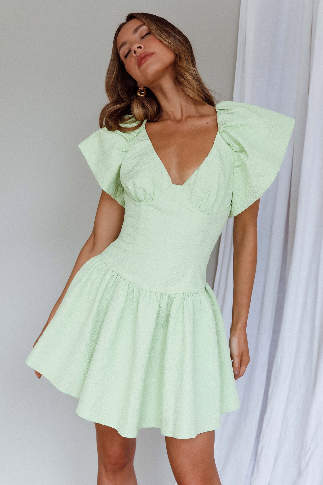 Self Love Flounce Hem Dress Lime-Maymioy