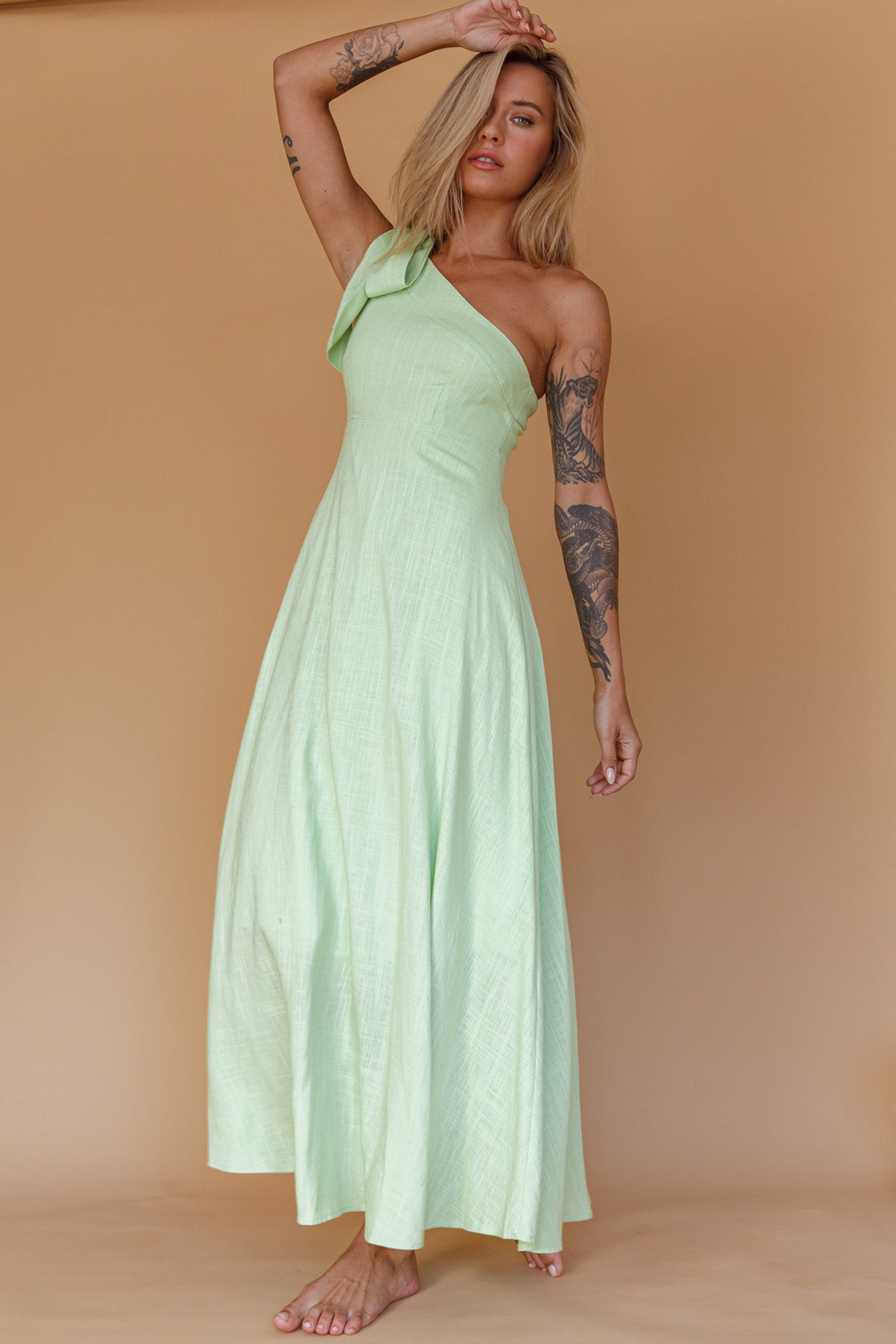 Rigel One-Shoulder Maxi Dress Apple-Maymioy