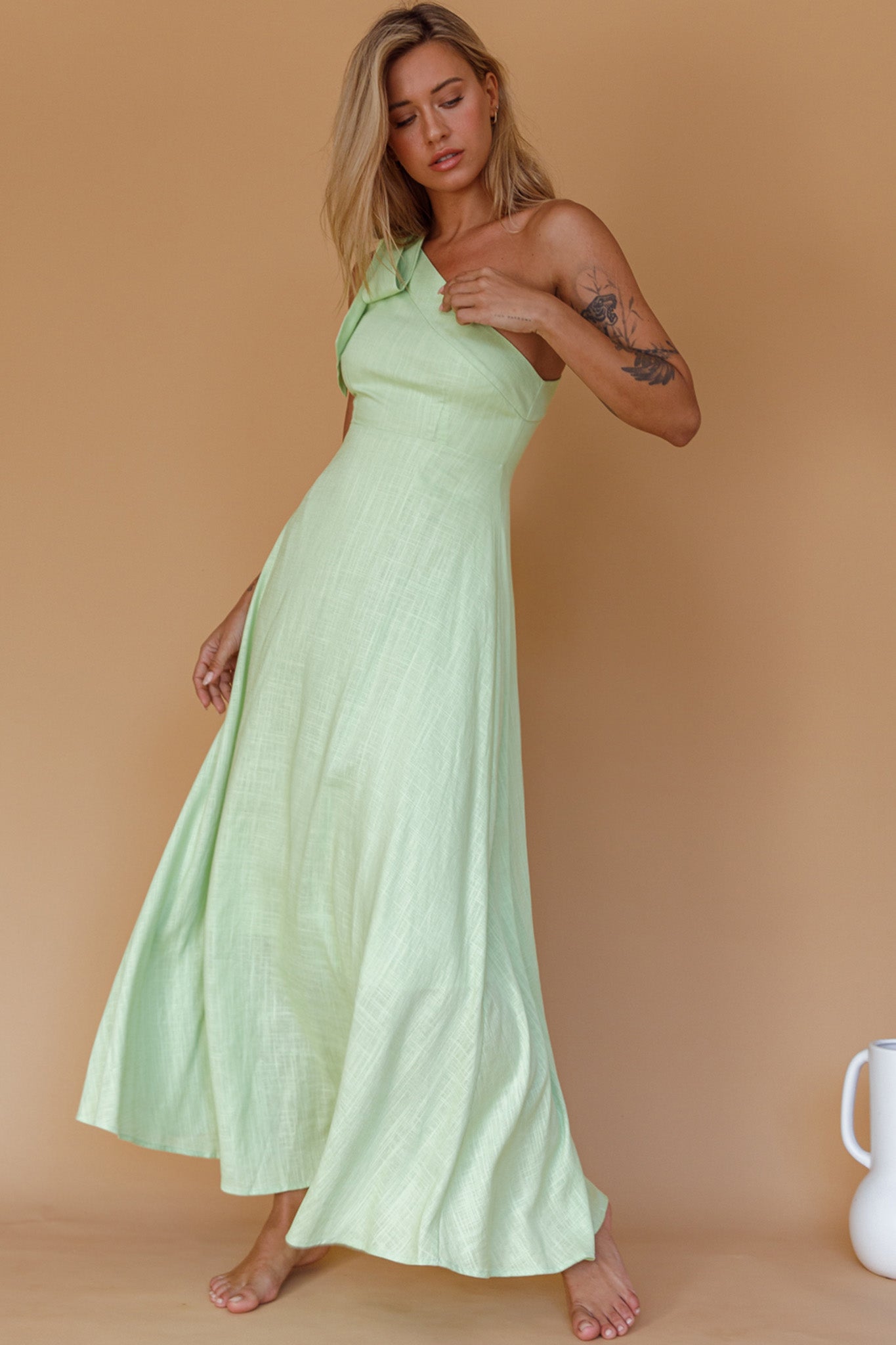 Rigel One-Shoulder Maxi Dress Apple-Maymioy