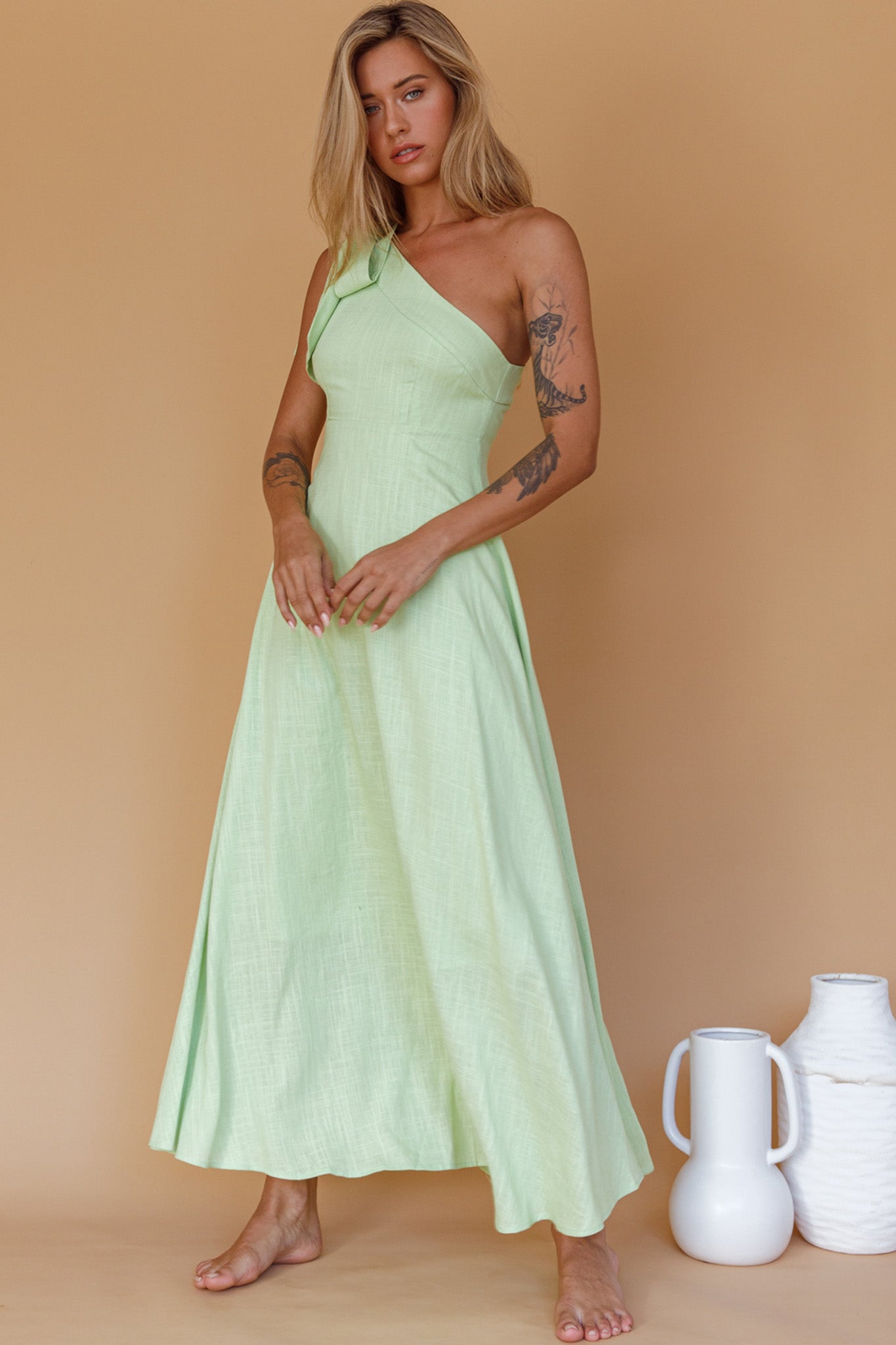 Rigel One-Shoulder Maxi Dress Apple-Maymioy