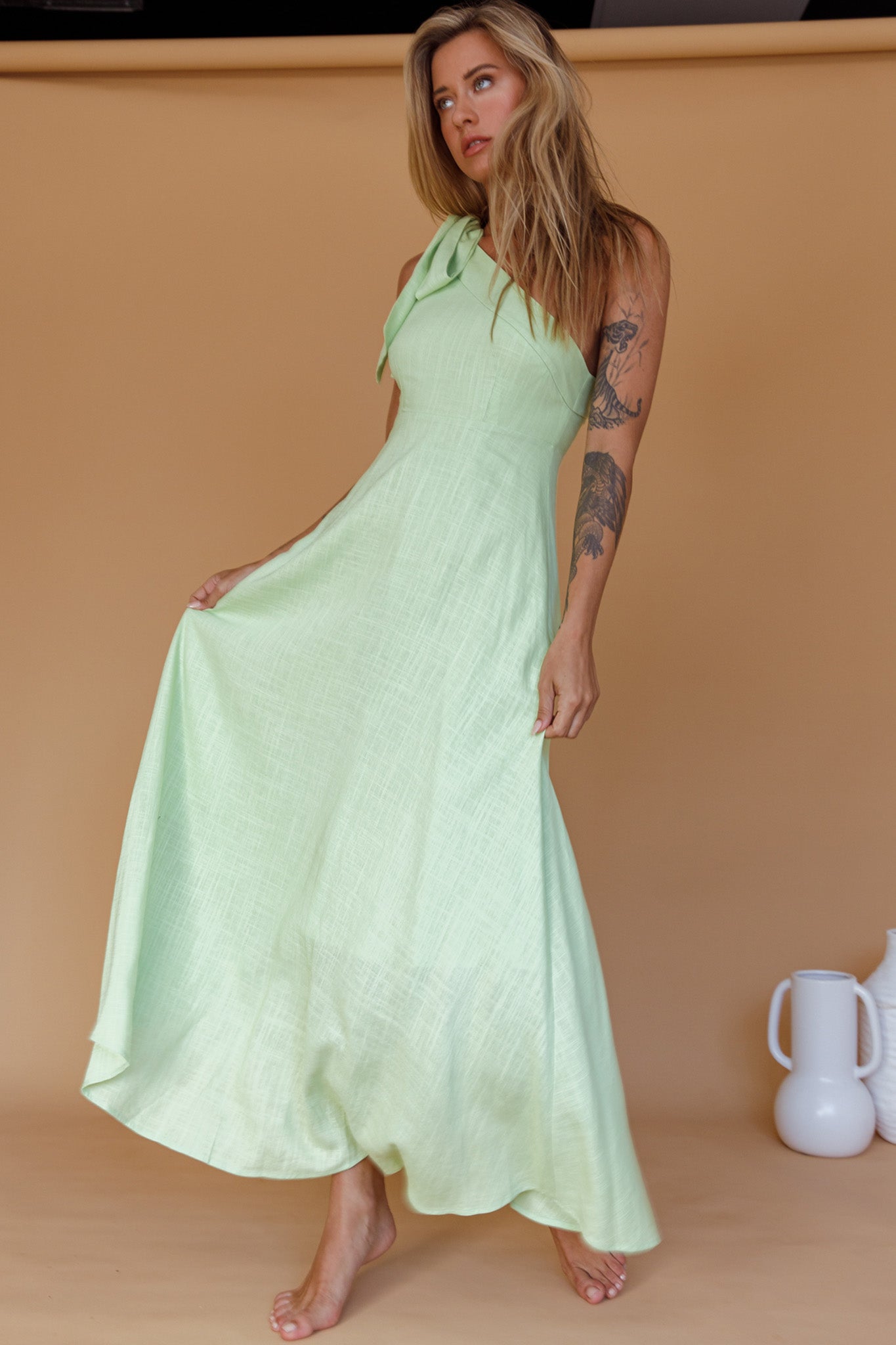 Rigel One-Shoulder Maxi Dress Apple-Maymioy