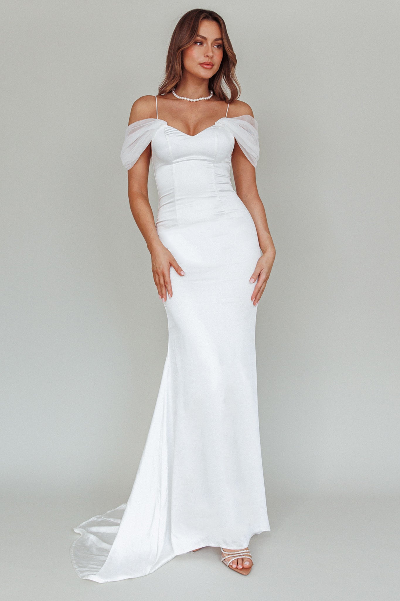 Keila Off-Shoulder Maxi Dress White-Maymioy
