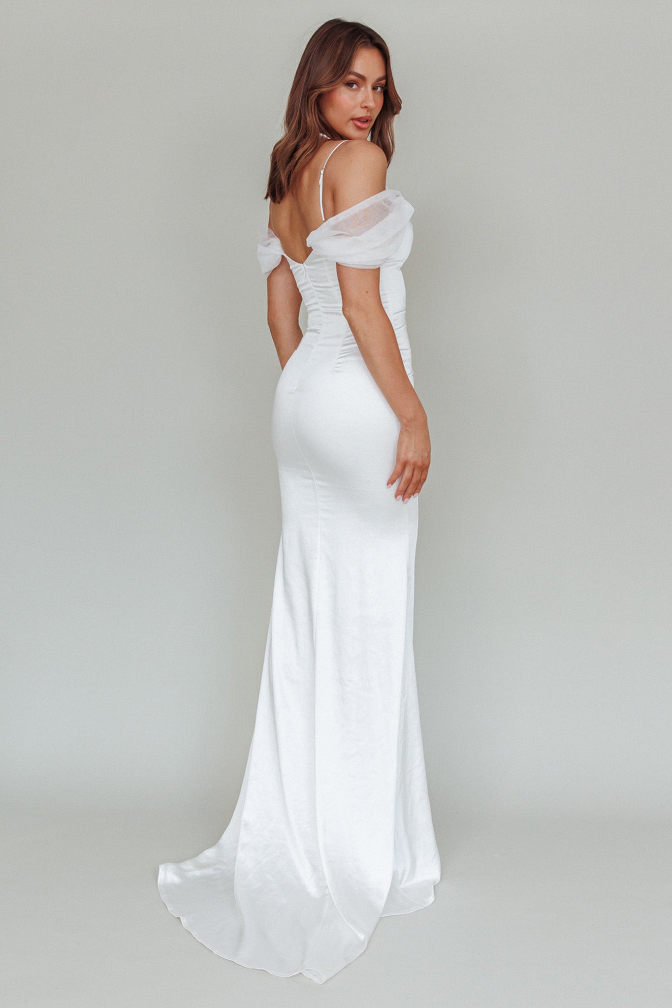 Keila Off-Shoulder Maxi Dress White-Maymioy