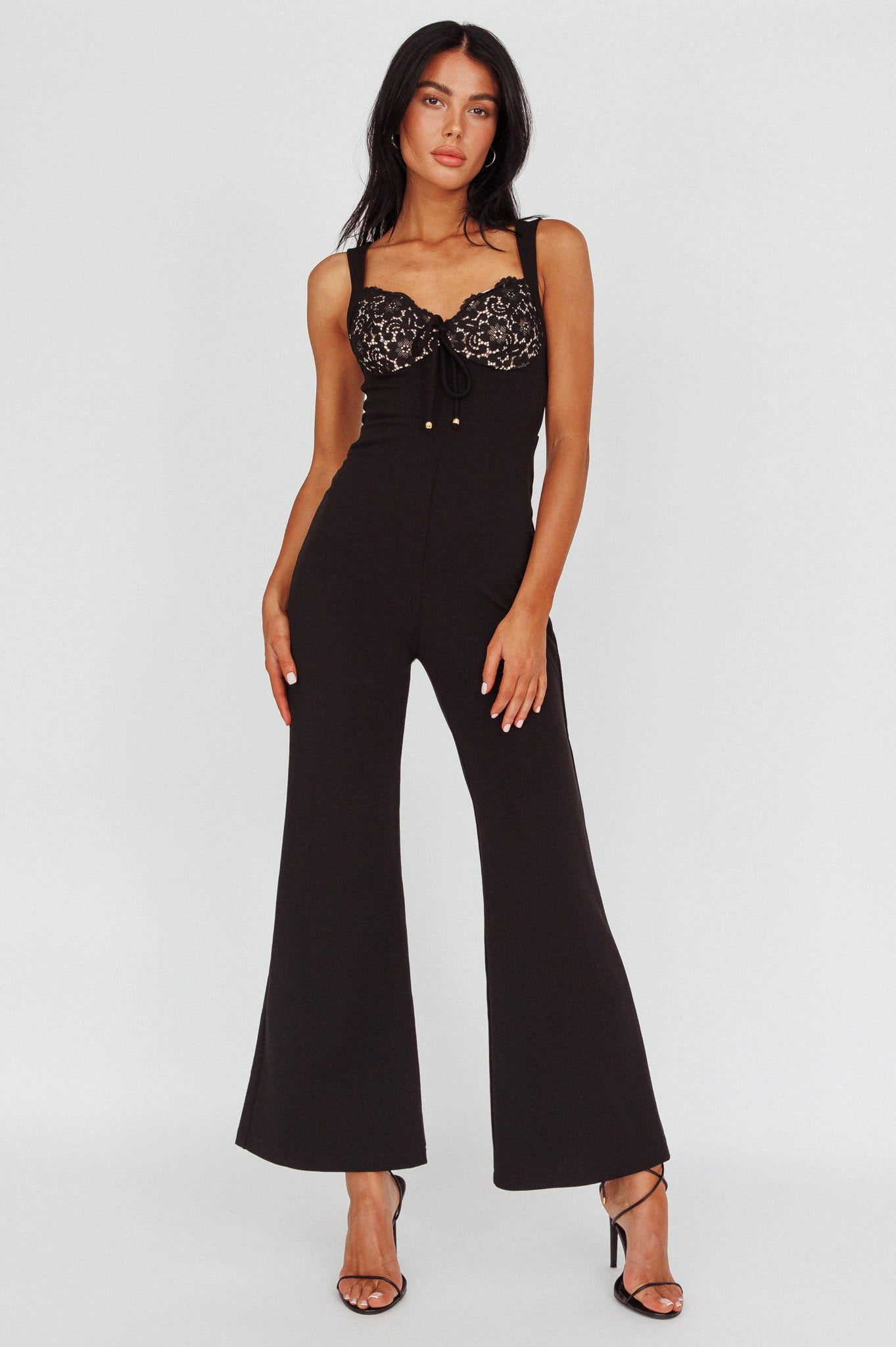 Ti Amo Lace Bust Jumpsuit Black-Maymioy