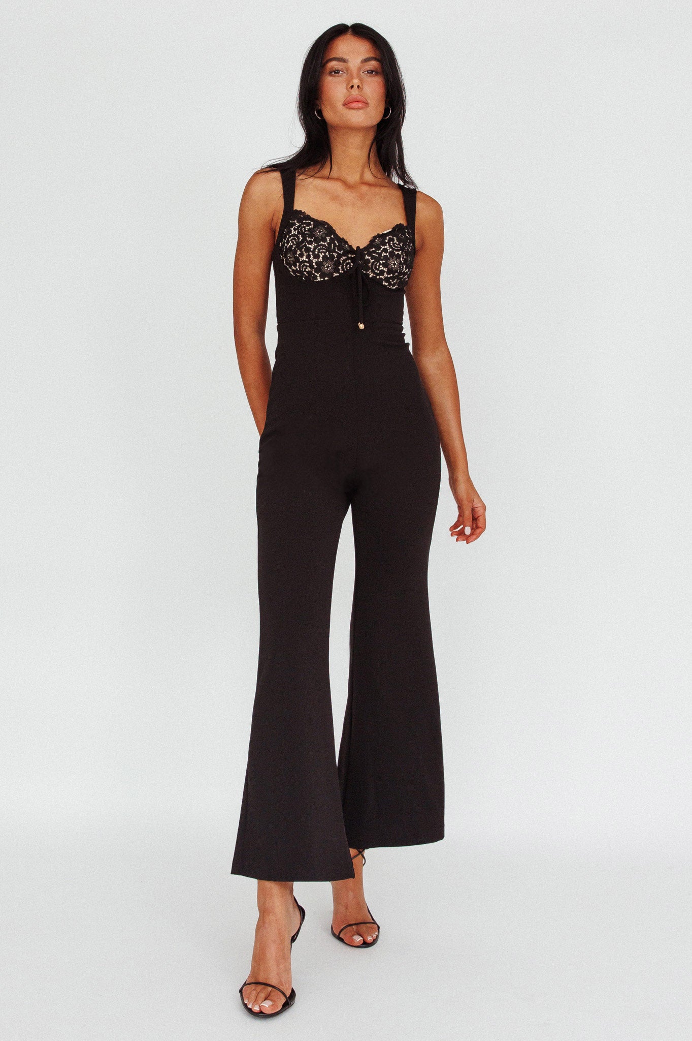 Ti Amo Lace Bust Jumpsuit Black-Maymioy