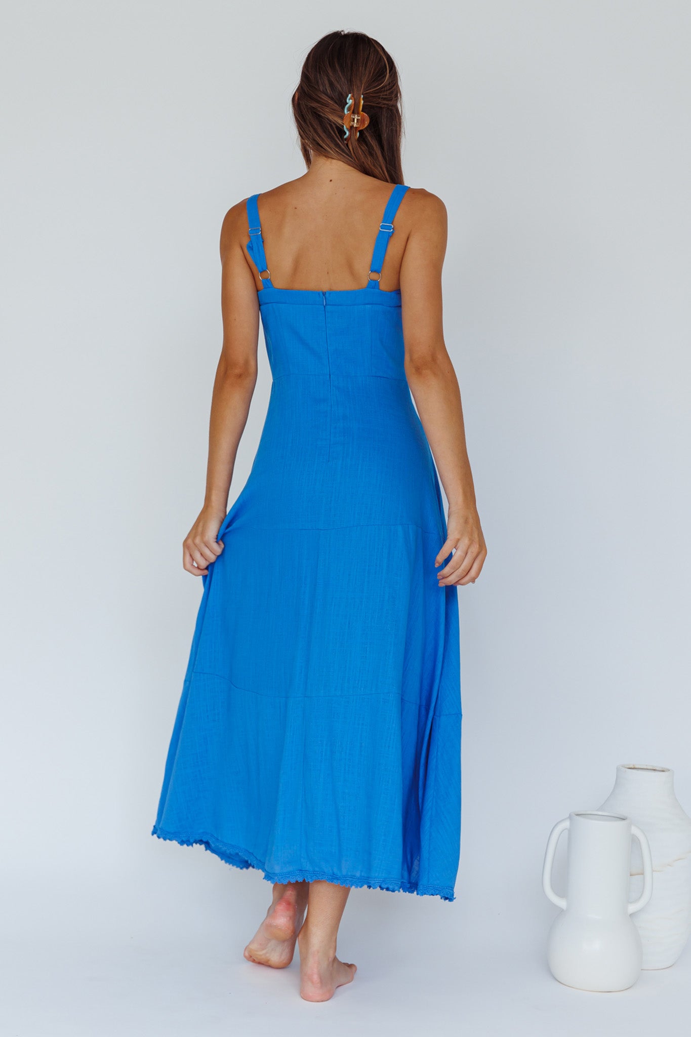 Sublime Tied Neckline Midi Dress Blue-Maymioy