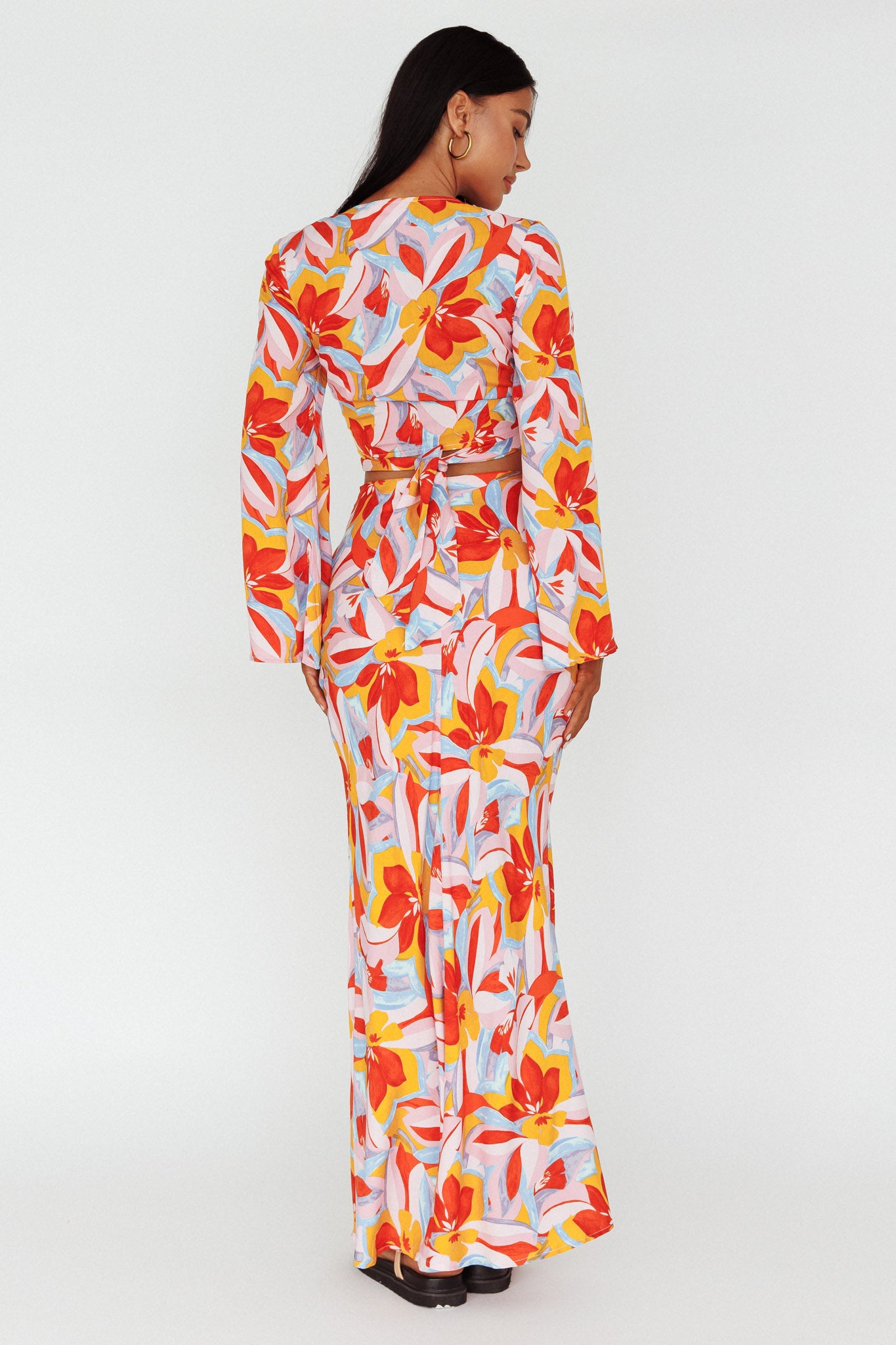 Avalo Mermaid Maxi Skirt Floral Pink-Maymioy