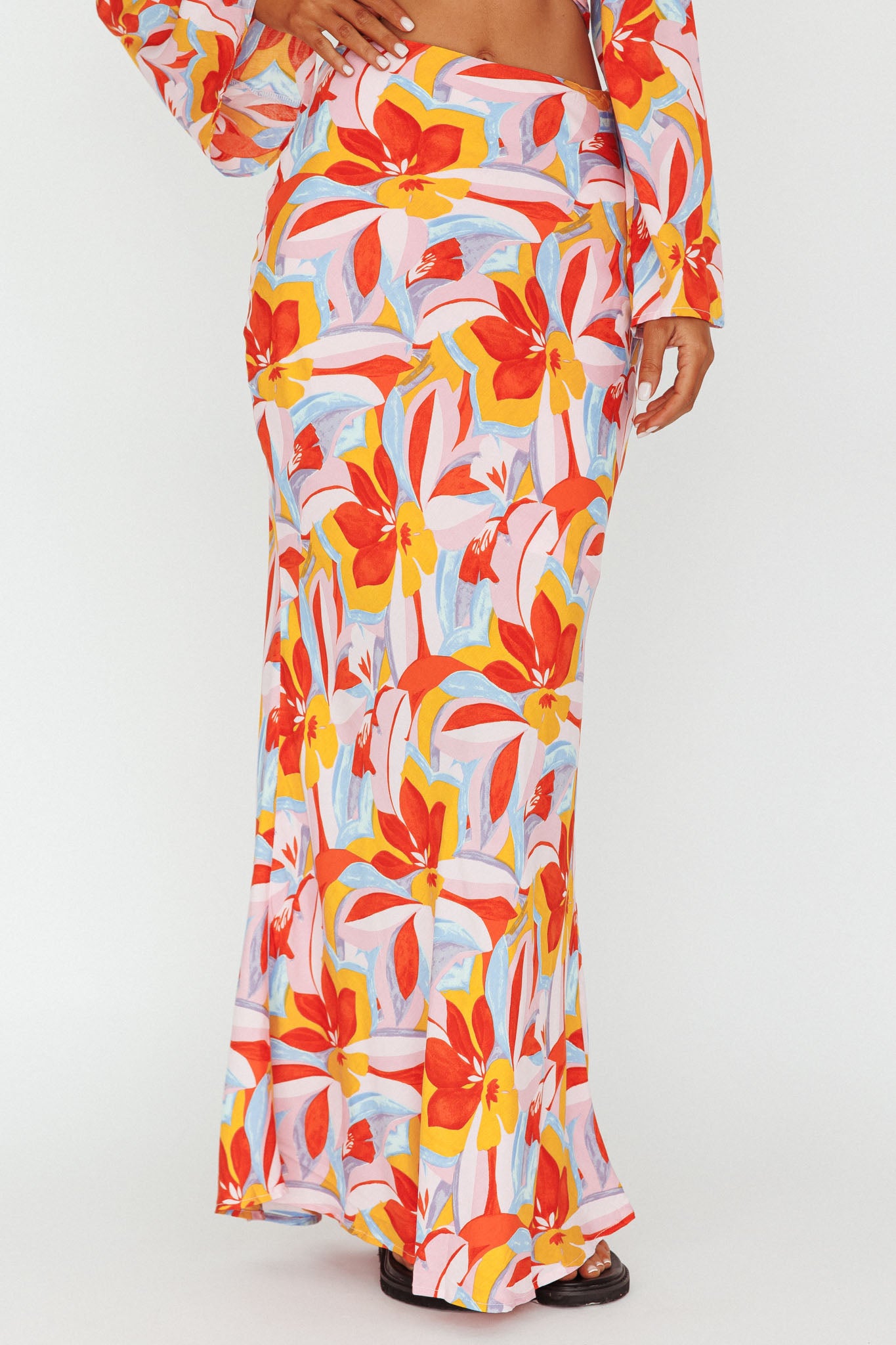 Avalo Mermaid Maxi Skirt Floral Pink-Maymioy