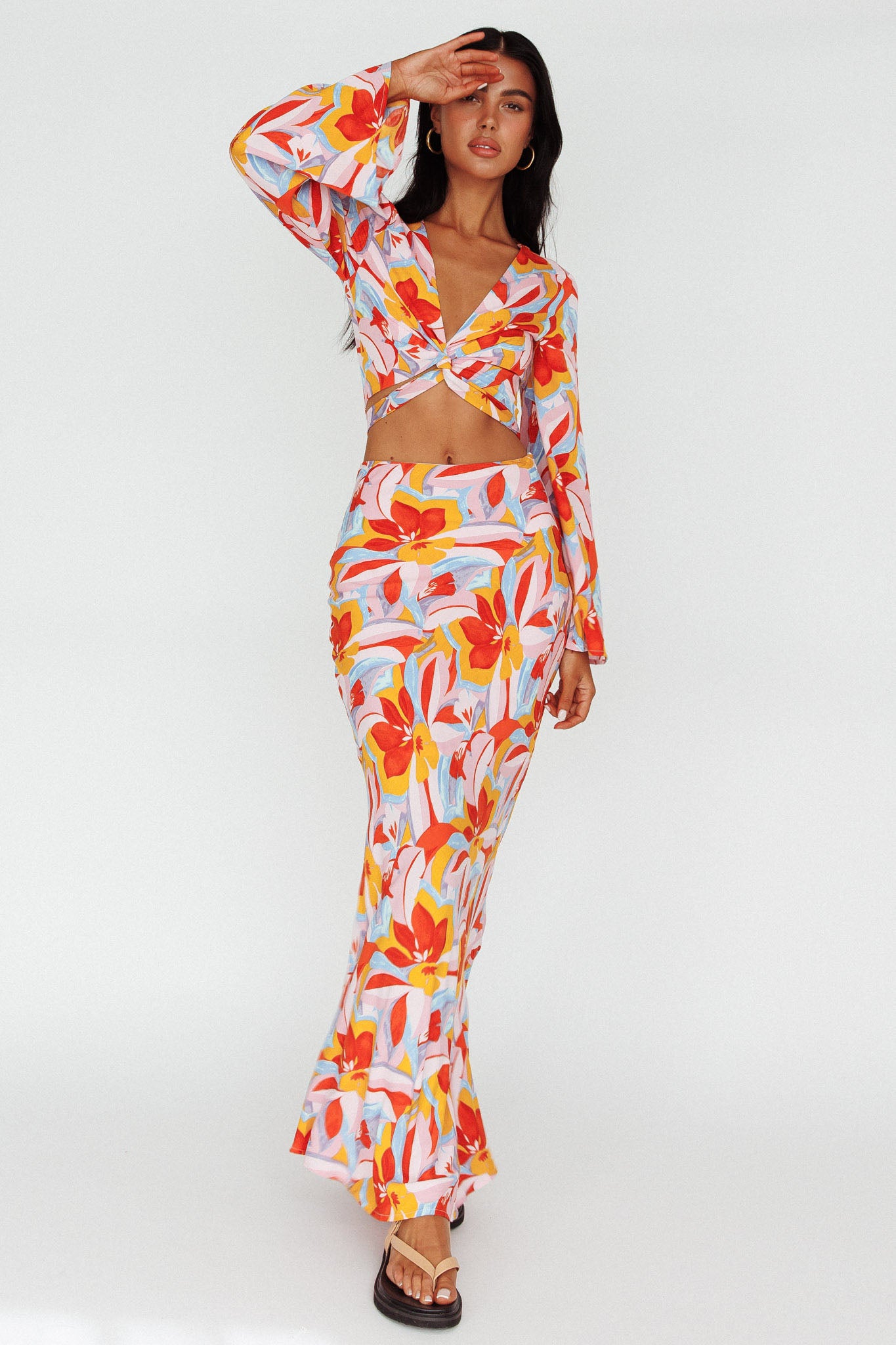 Avalo Mermaid Maxi Skirt Floral Pink-Maymioy