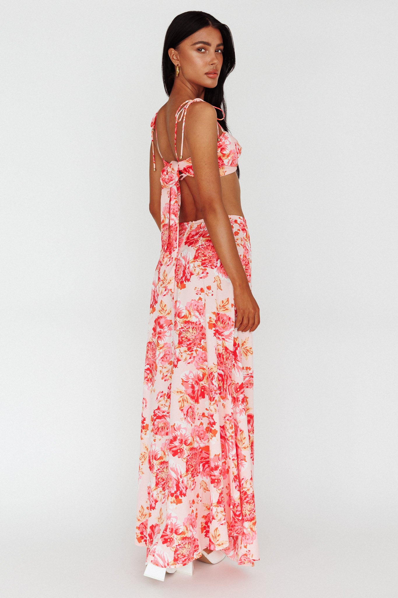 Gabbi Maxi Skirt Floral Print Pink-Maymioy