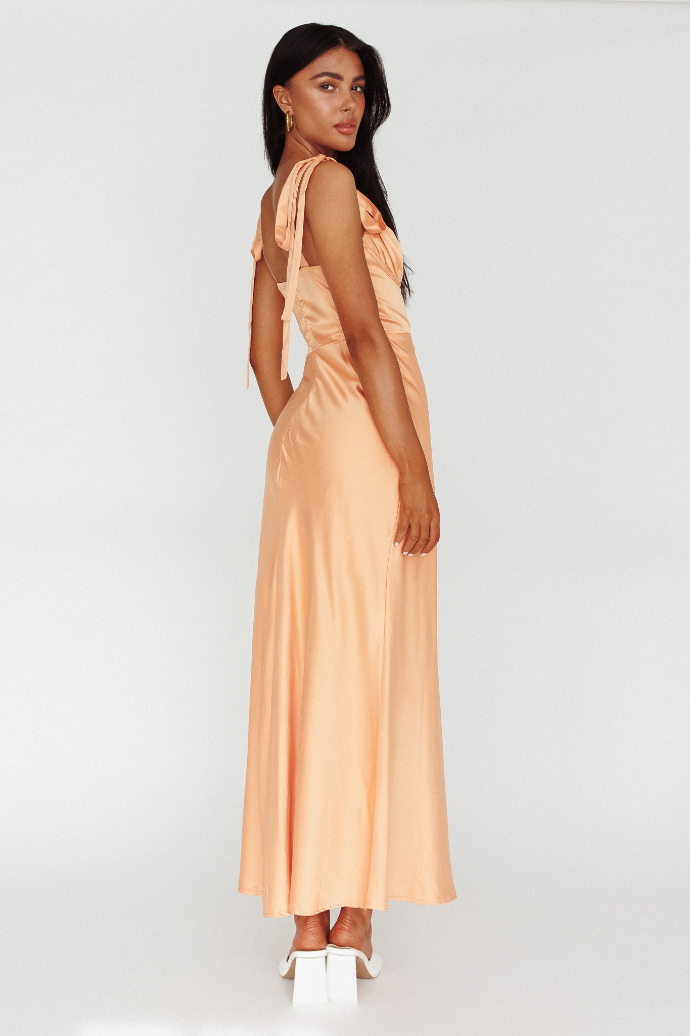 Pennelope Tied Shoulder Maxi Dress Orange-Maymioy