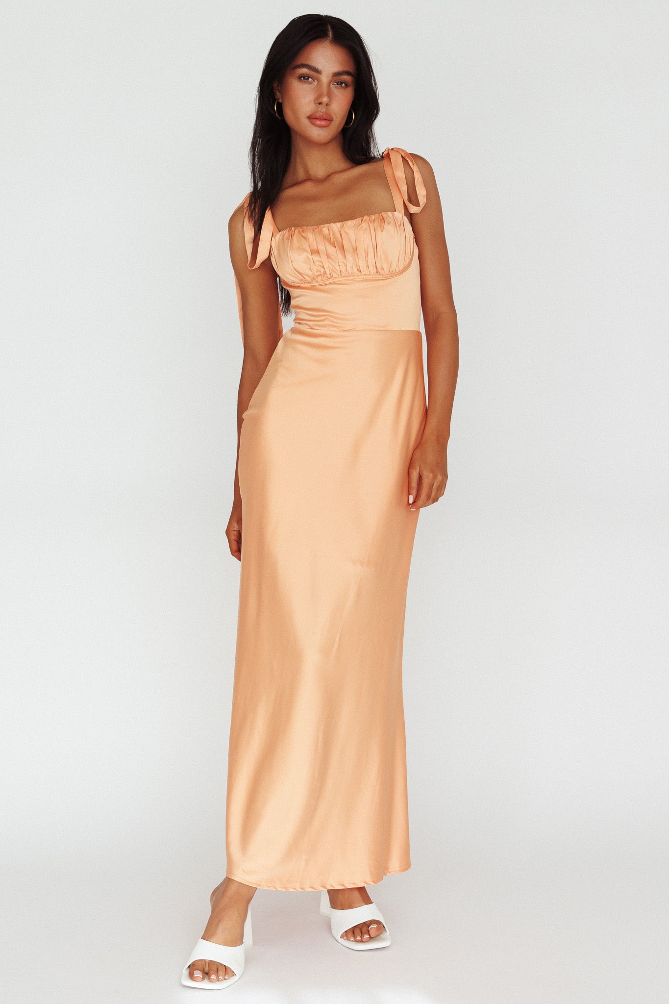 Pennelope Tied Shoulder Maxi Dress Orange-Maymioy