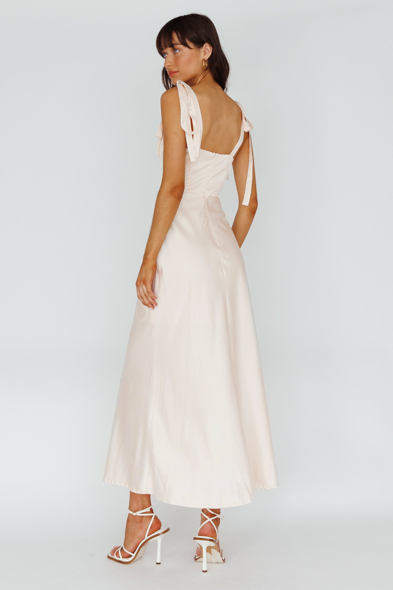 Pennelope Tied Shoulder Maxi Dress Ivory-Maymioy