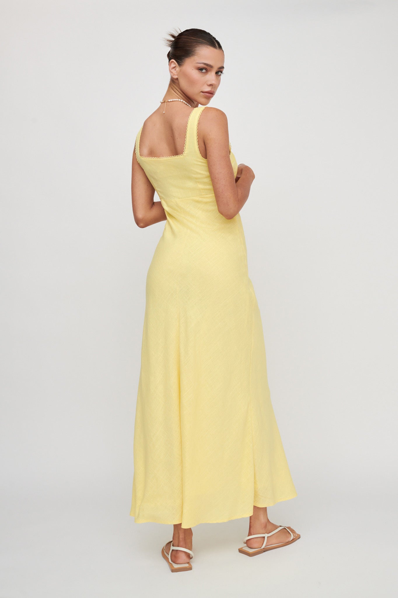 Carlee Gathered Bust Maxi Dress Yellow-Maymioy