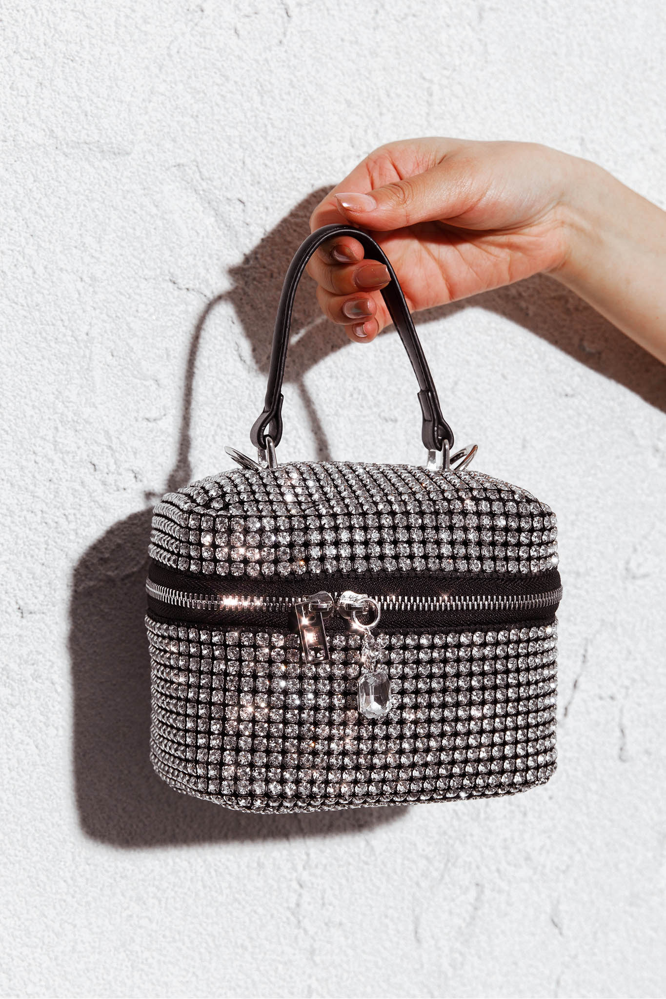 Brooklyn Crystal Mini Case Bag Silver-Maymioy