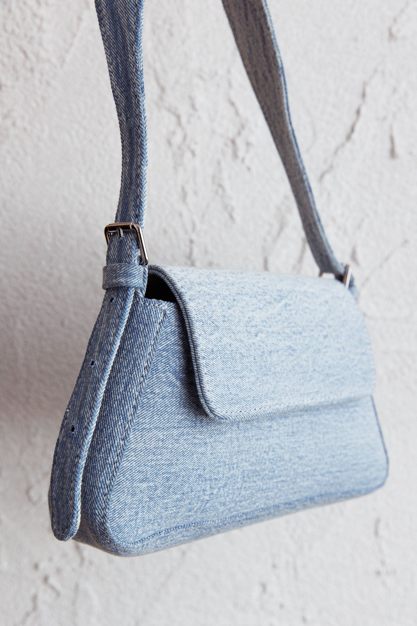 Claire Shoulder Bag With Flap Denim-Maymioy