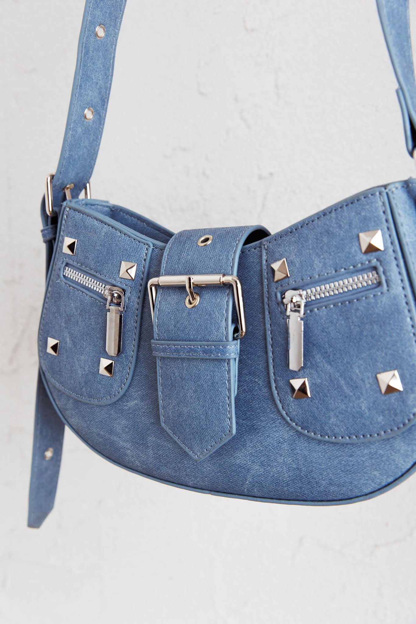 Britney Buckle Saddle Bag Denim-Maymioy