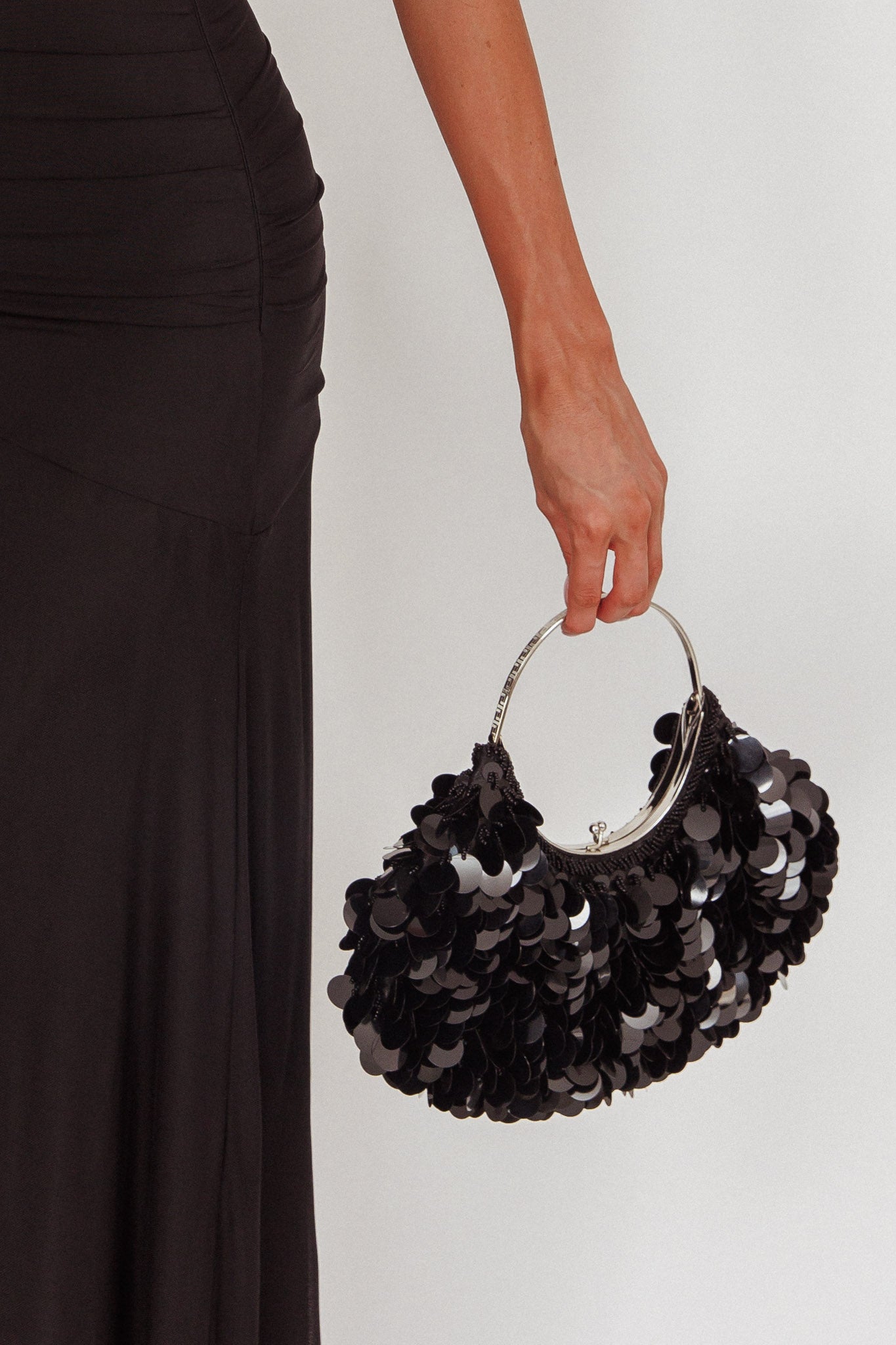 Drama Kisslock Moon Purse Sequin Black-Maymioy