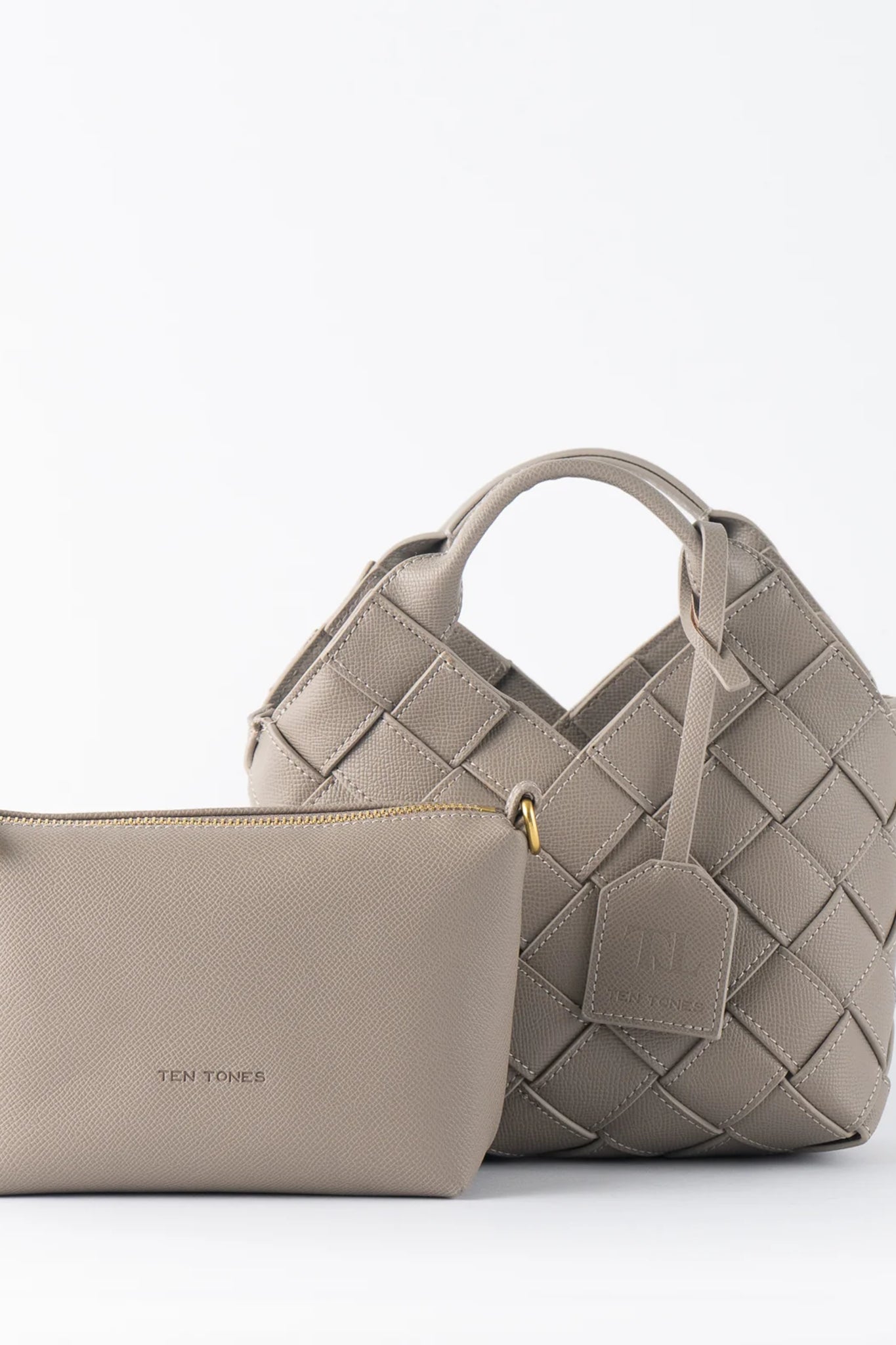 TEN TONES Clementine Woven Mini Tote Beige-Maymioy