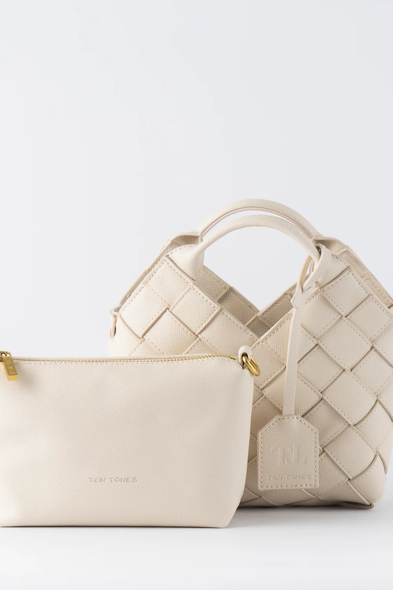 TEN TONES Clementine Woven Mini Tote Cream-Maymioy
