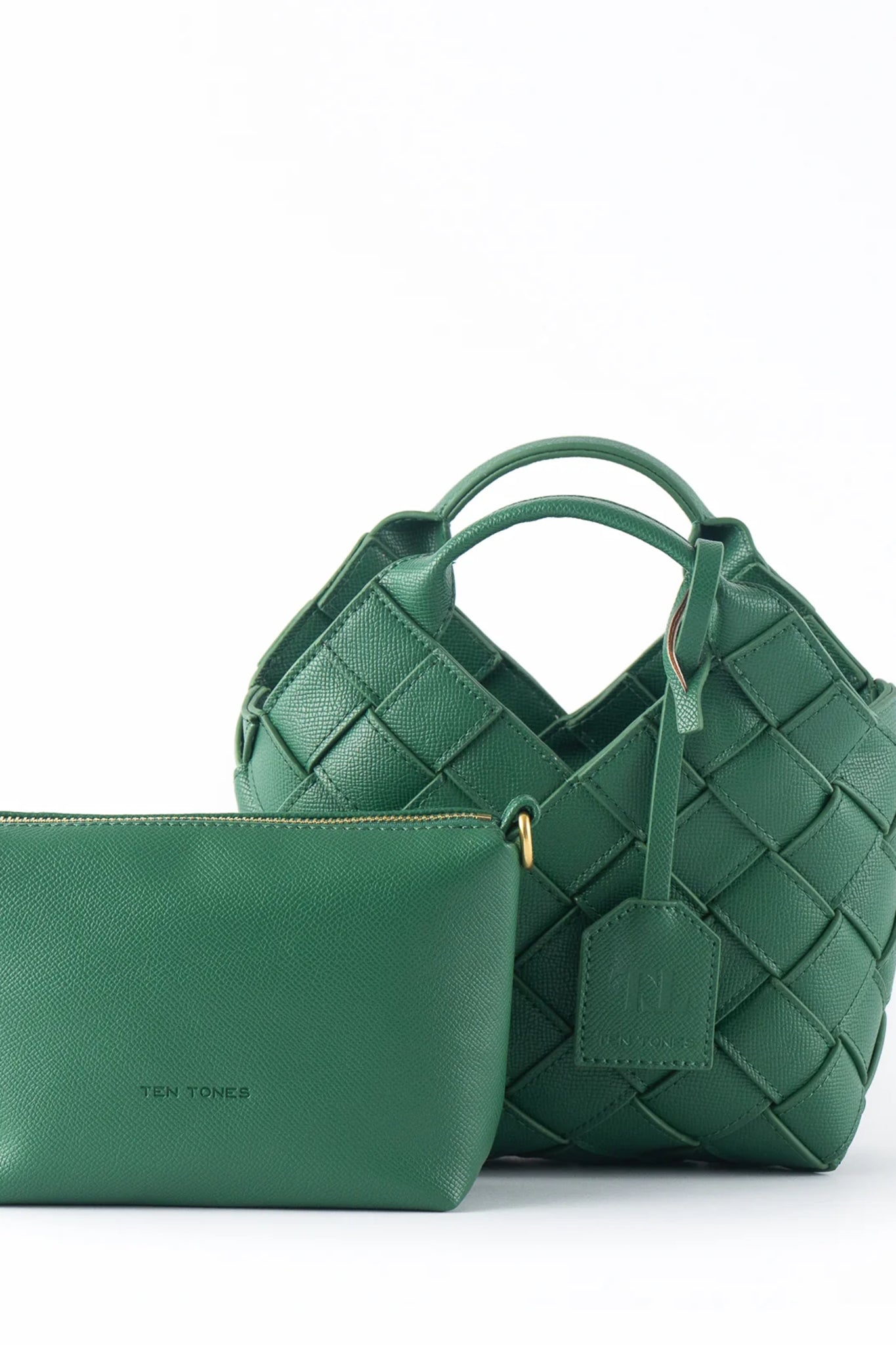 TEN TONES Clementine Woven Mini Tote Green-Maymioy
