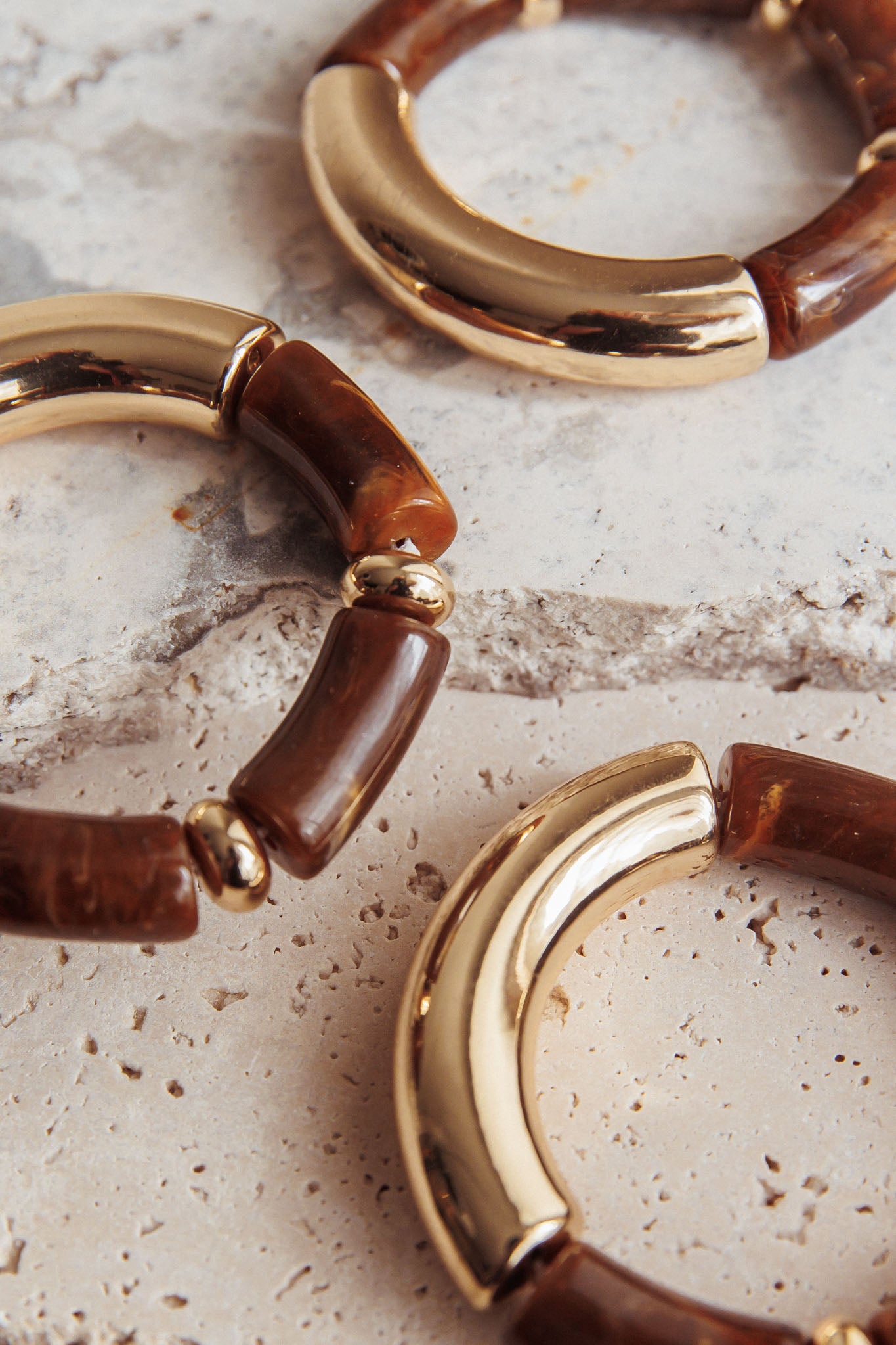 Zena Resin Bracelets Gold/Chocolate-Maymioy