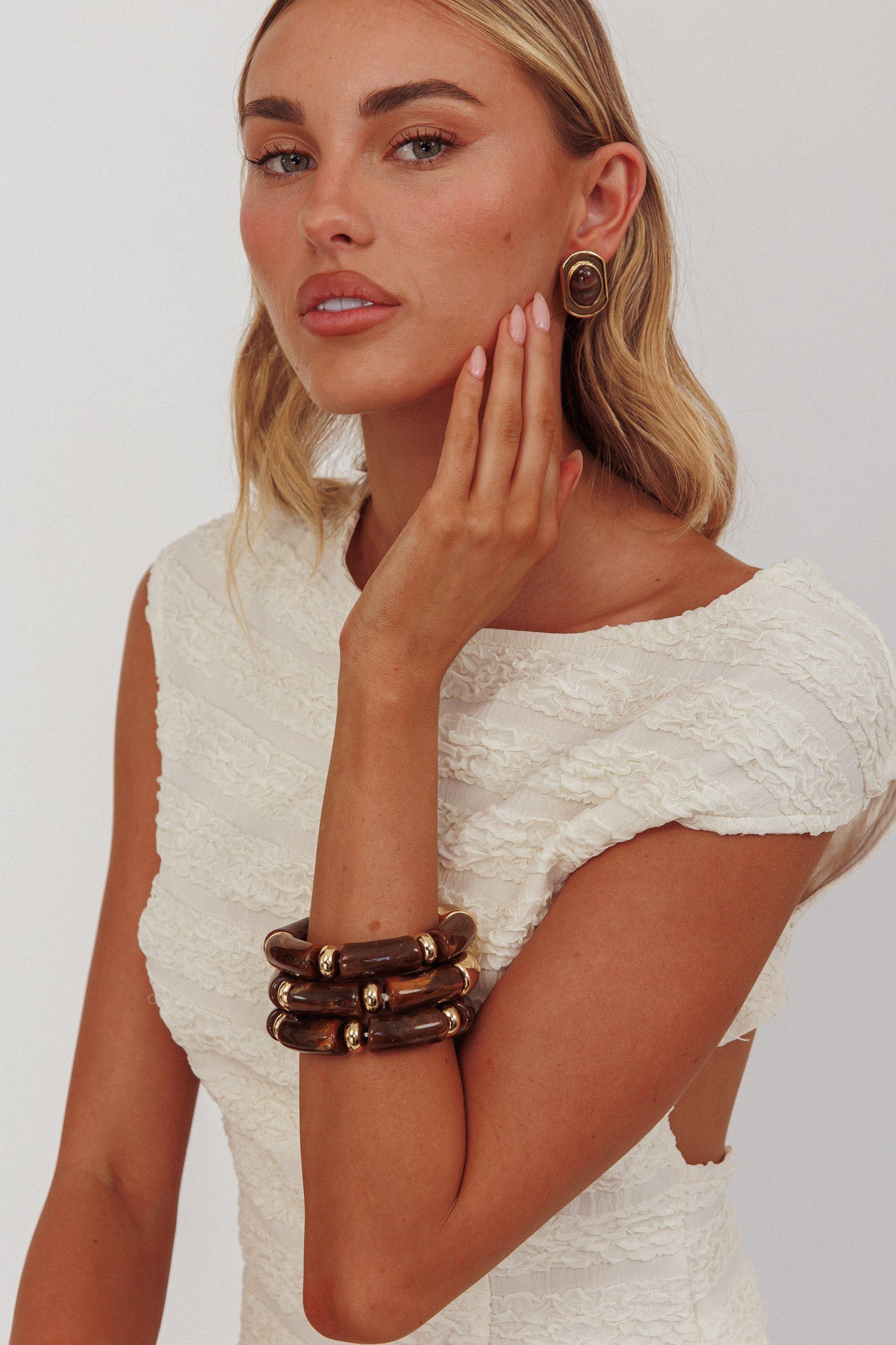 Zena Resin Bracelets Gold/Chocolate-Maymioy